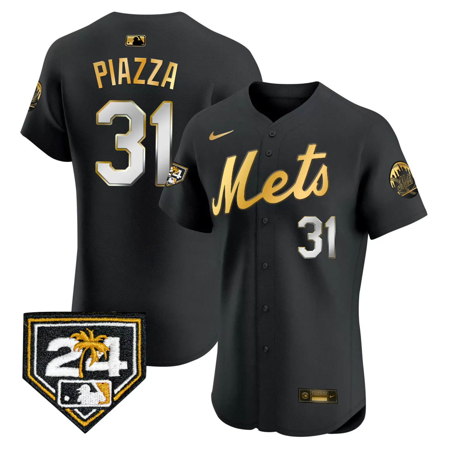 Personalized Black gold mike piazza new york mets 2024 spring training jersey v2 all stitched 3317