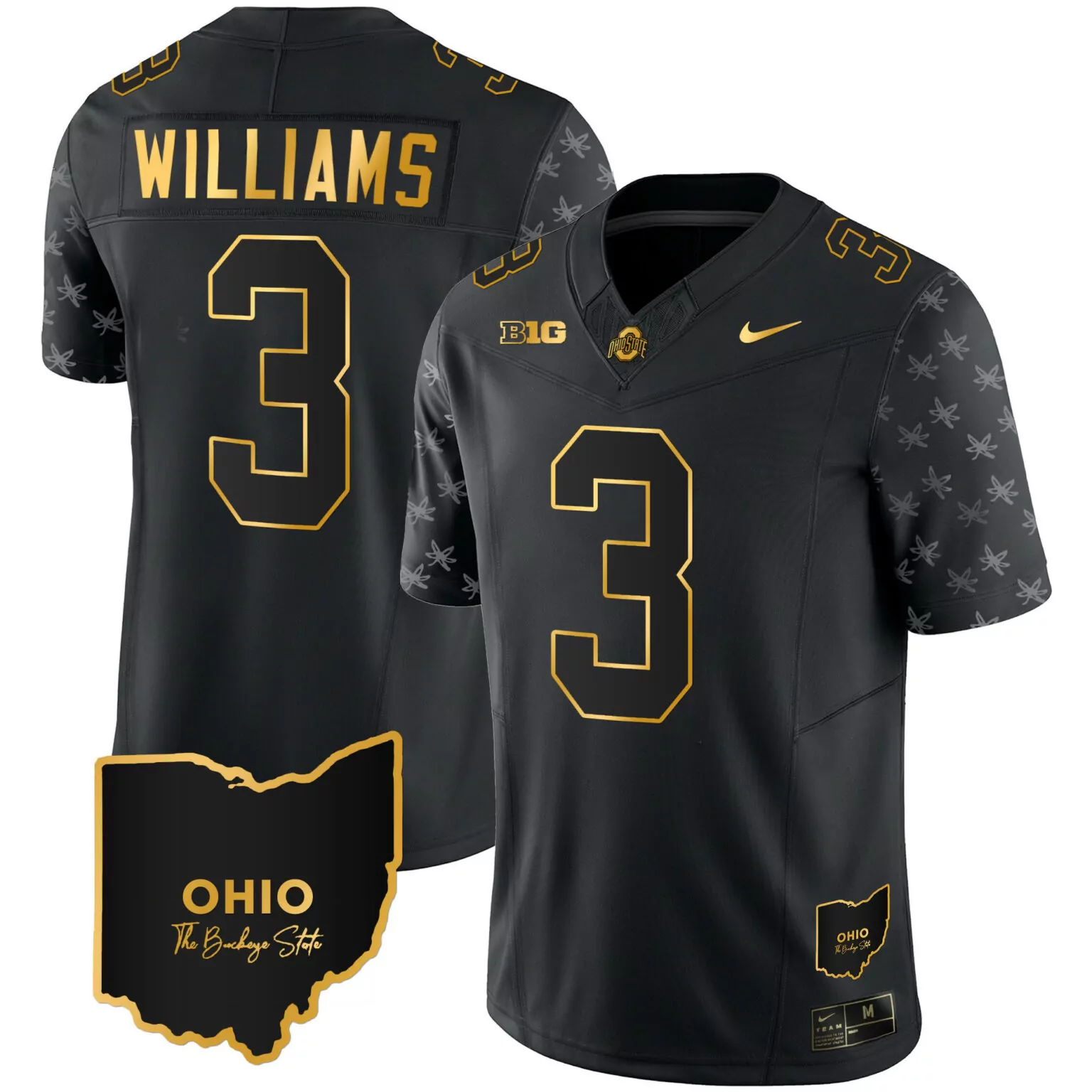 Custom Black gold miyan williams ohio state buckeyes 2023 alternate gold jersey stitched 8377