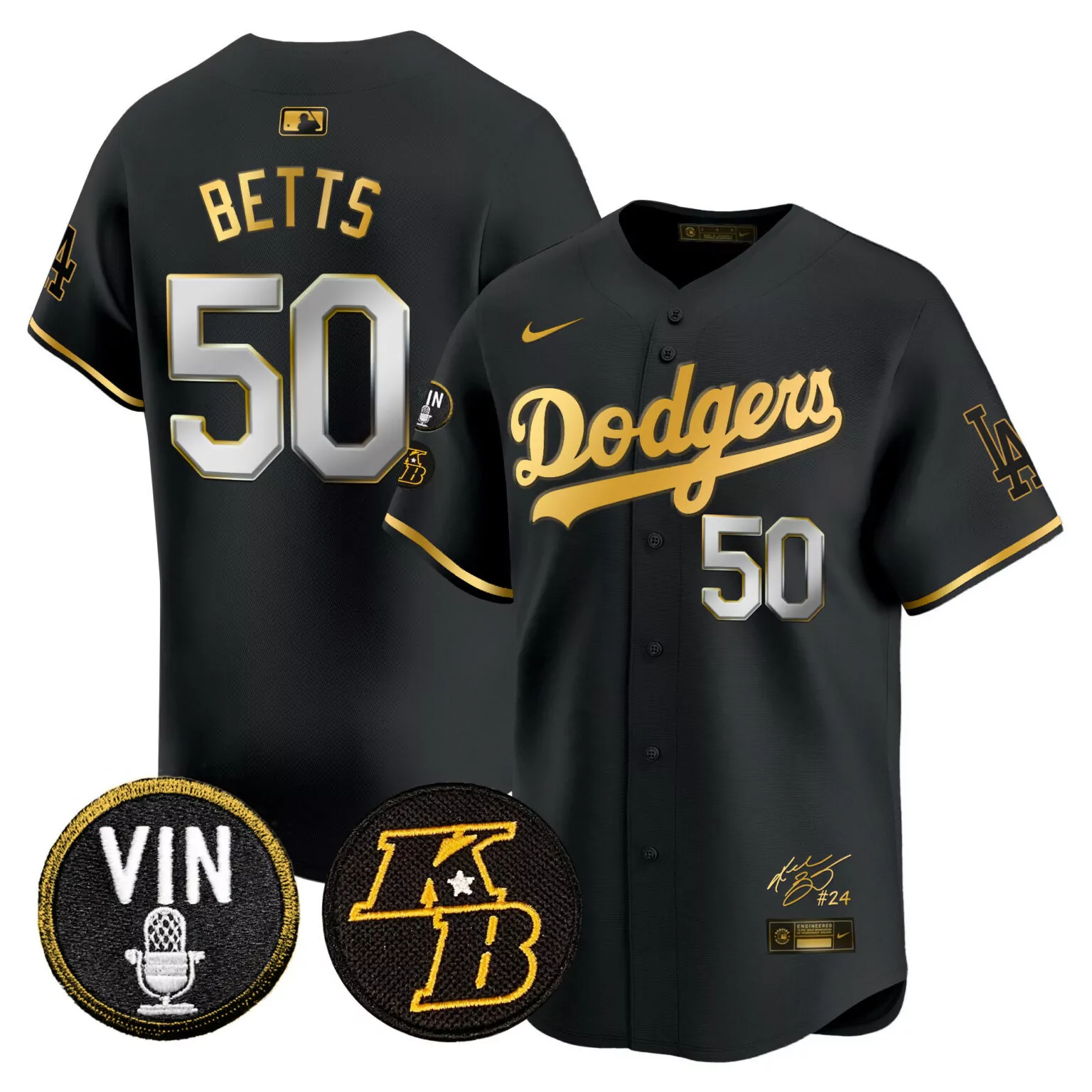 Personalized Black gold mookie betts los angeles dodgers vin patch kobe bryant signature jersey all stitched 6297