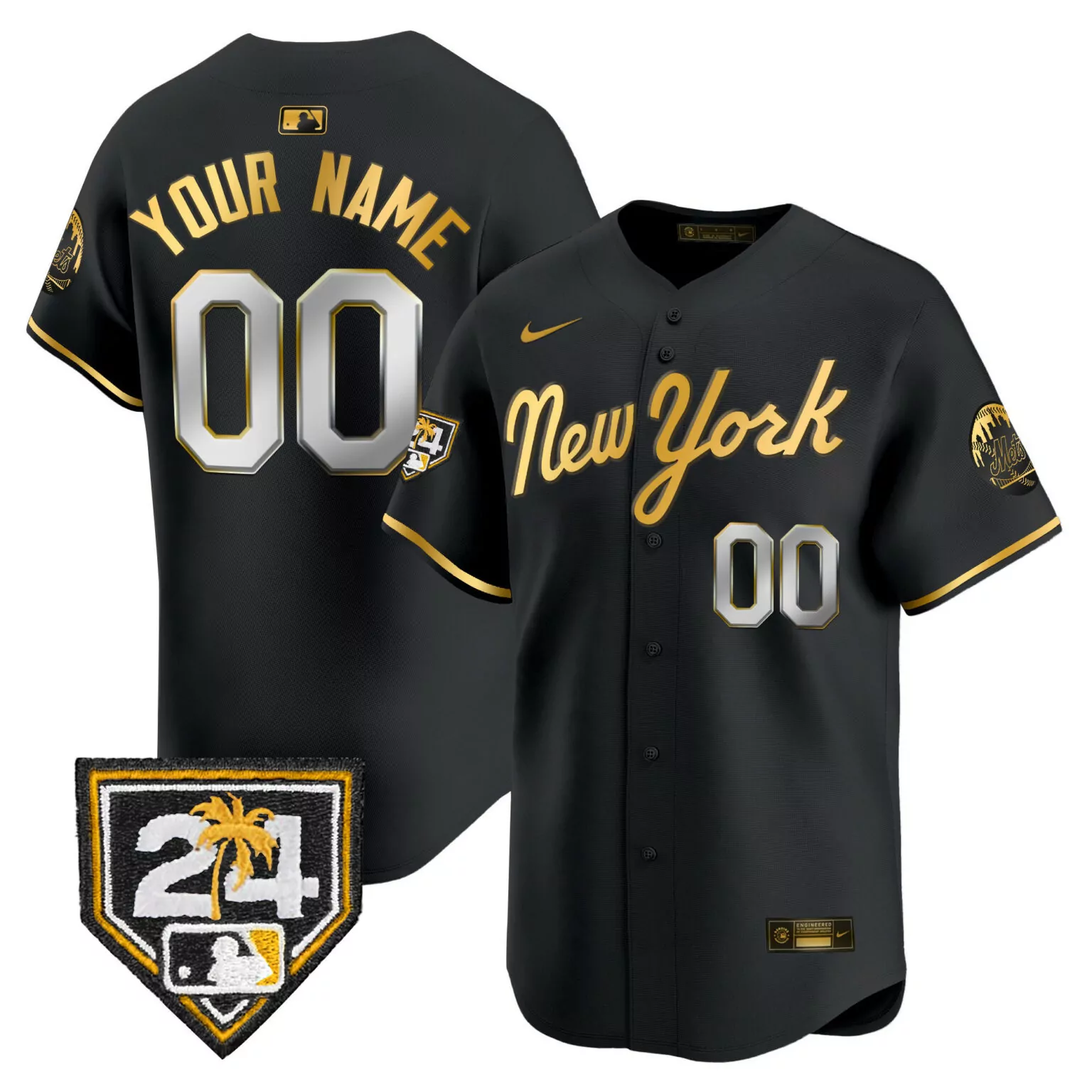 Personalized Black gold new york mets 2024 spring training vapor custom jersey all stitched 8679