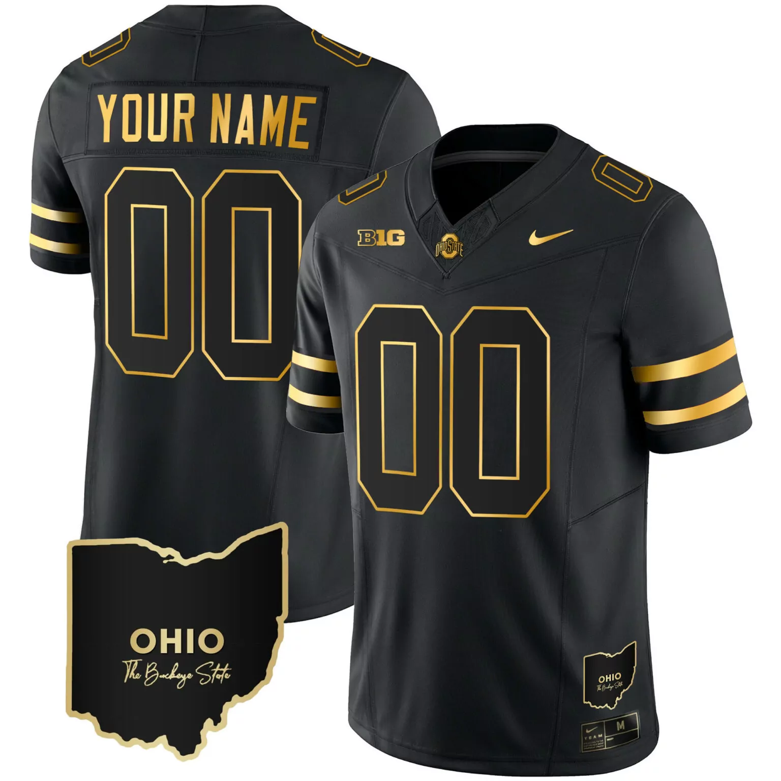 Customizable Black gold ohio state buckeyes 2023 vapor gold custom jersey ohio patch all stitched 8204
