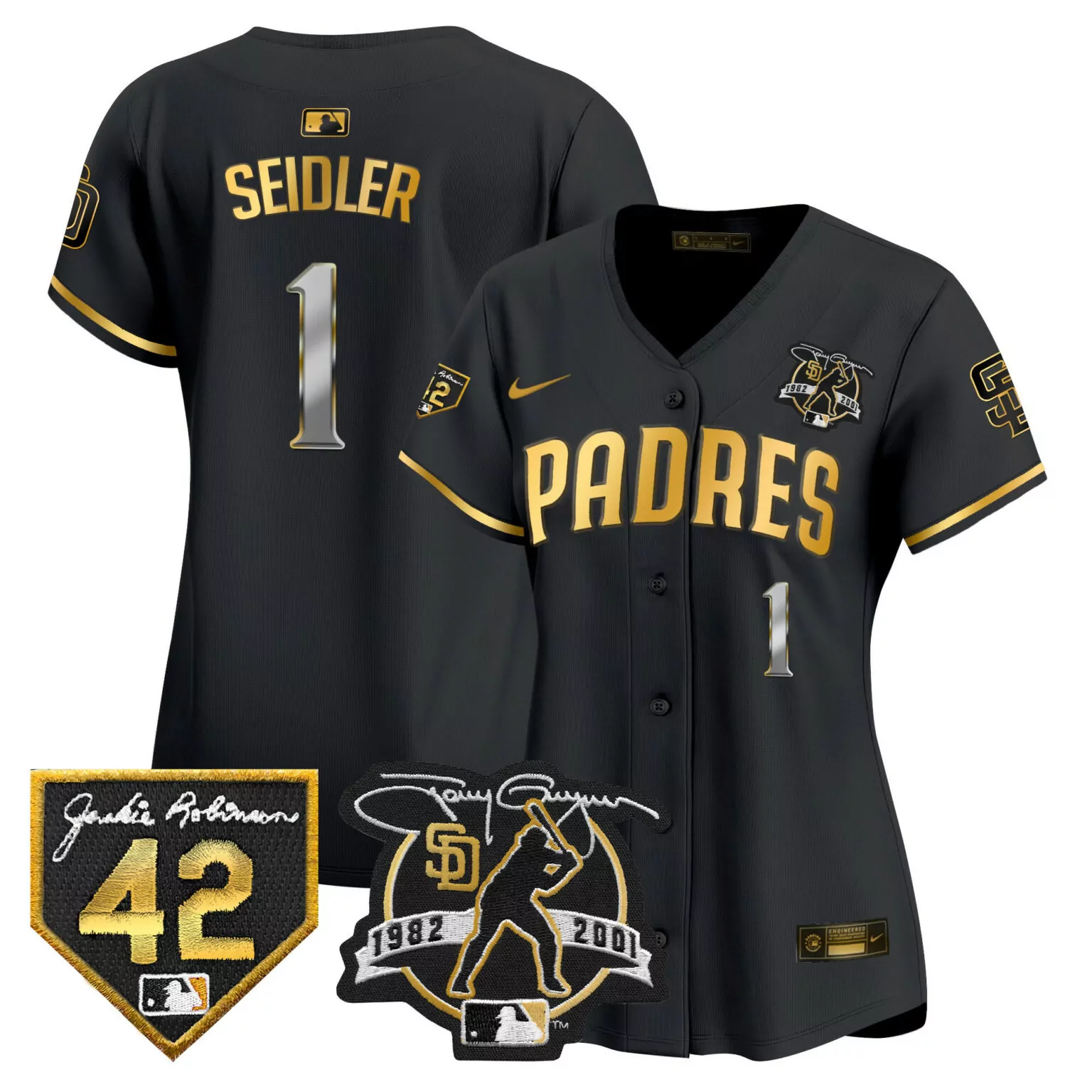 Customizable Black gold joe musgrove san diego padres 2024 tony gwynn robinson patch jersey all stitched 1170