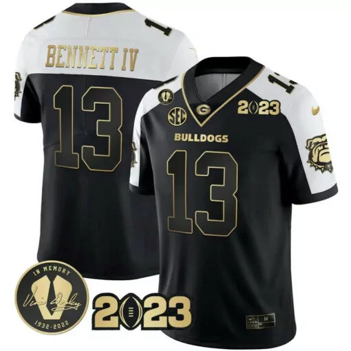Customizable Black gold stetson bennett georgia bulldogs 2023 champions alternate jersey all stitched 4673