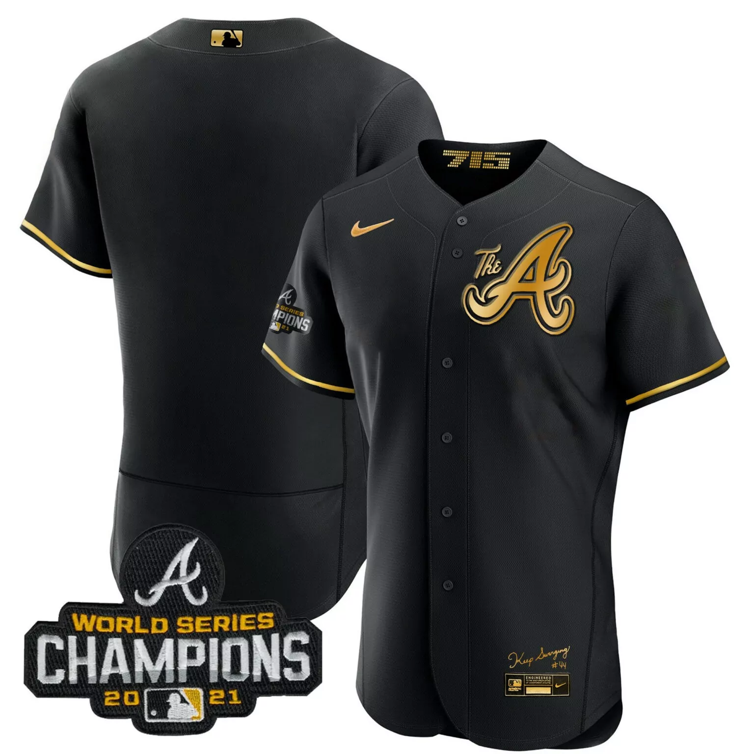 Personalized Black gold team atlanta braves champions city connect gold jersey all stitched 7140