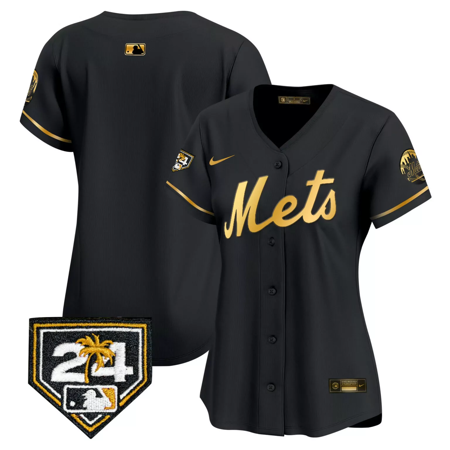 Customizable Black gold team new york mets 2024 spring training jersey v2 all stitched 2772