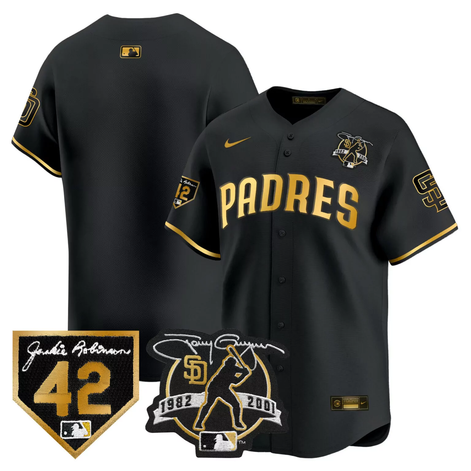 Customizable Black gold joe musgrove san diego padres 2024 tony gwynn robinson patch jersey all stitched 1170