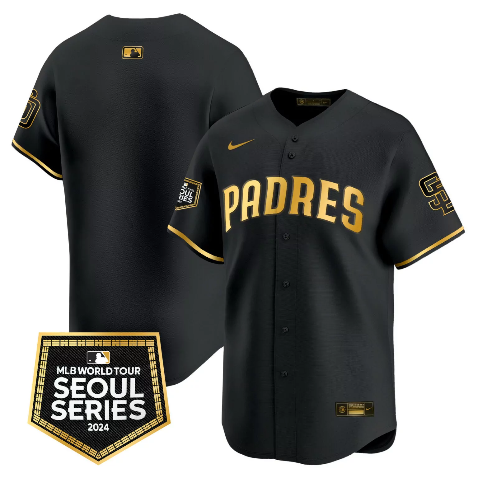 Personalized Black gold team san diego padres 2024 world tour seoul series patch jersey all stitched 1196