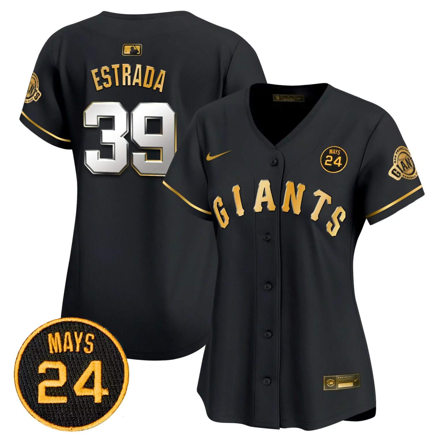 Personalized Black gold team san francisco giants 2024 willie mays patch jersey v6 all stitched 5553