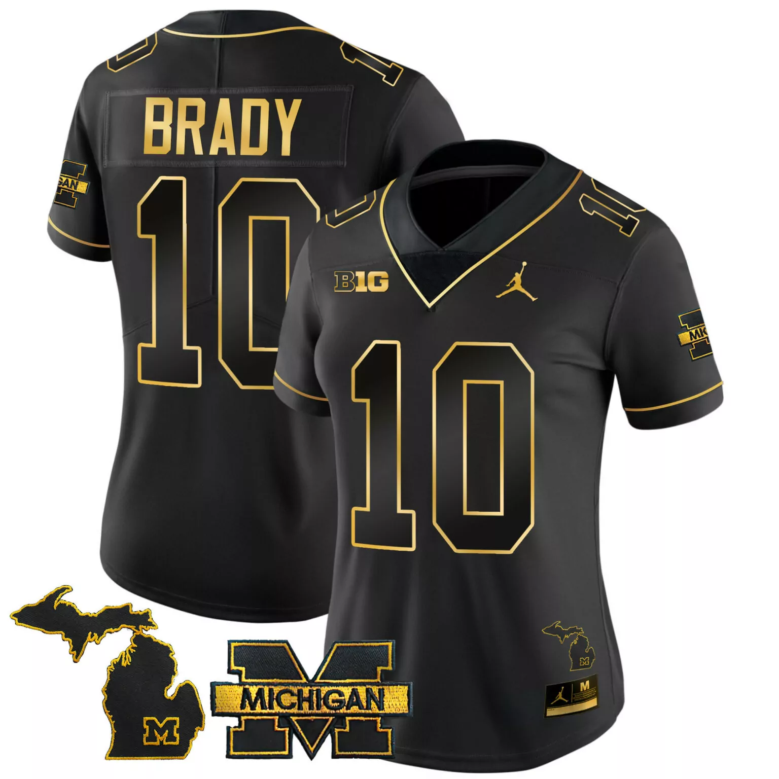 Customizable Black gold tom brady michigan wolverines 2024 vapor gold jersey all stitched 1958