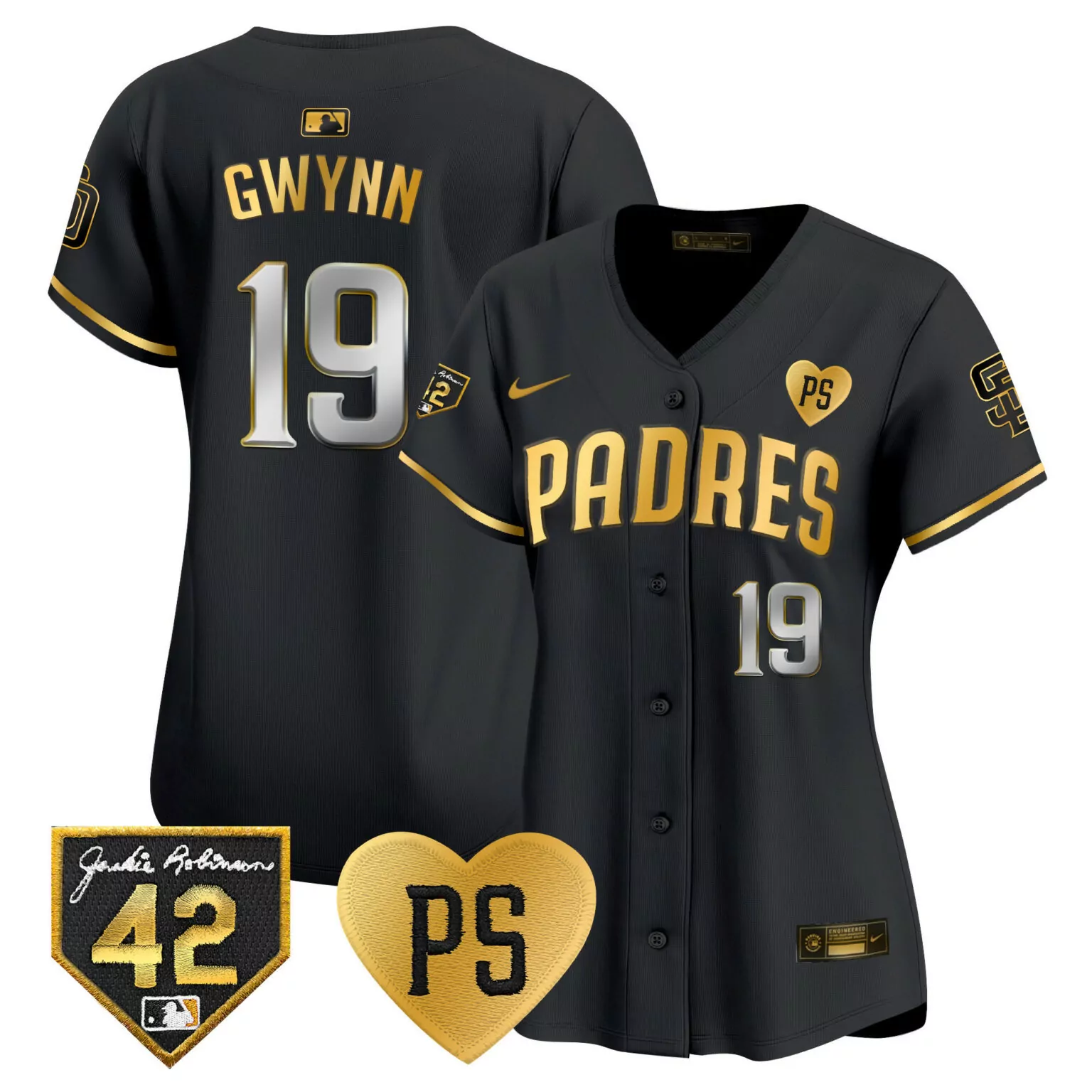 Custom Black gold tony gwynn san diego padres 2024 for peter robinson patch jersey all stitched 7840