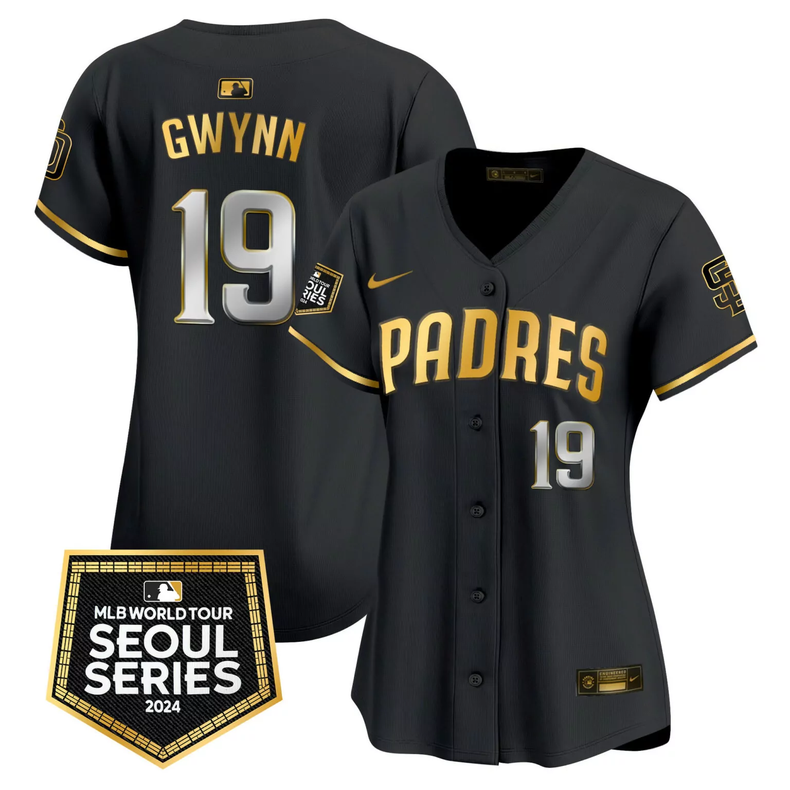 Personalized Black gold tony gwynn san diego padres 2024 world tour seoul series patch jersey all stitched 6844