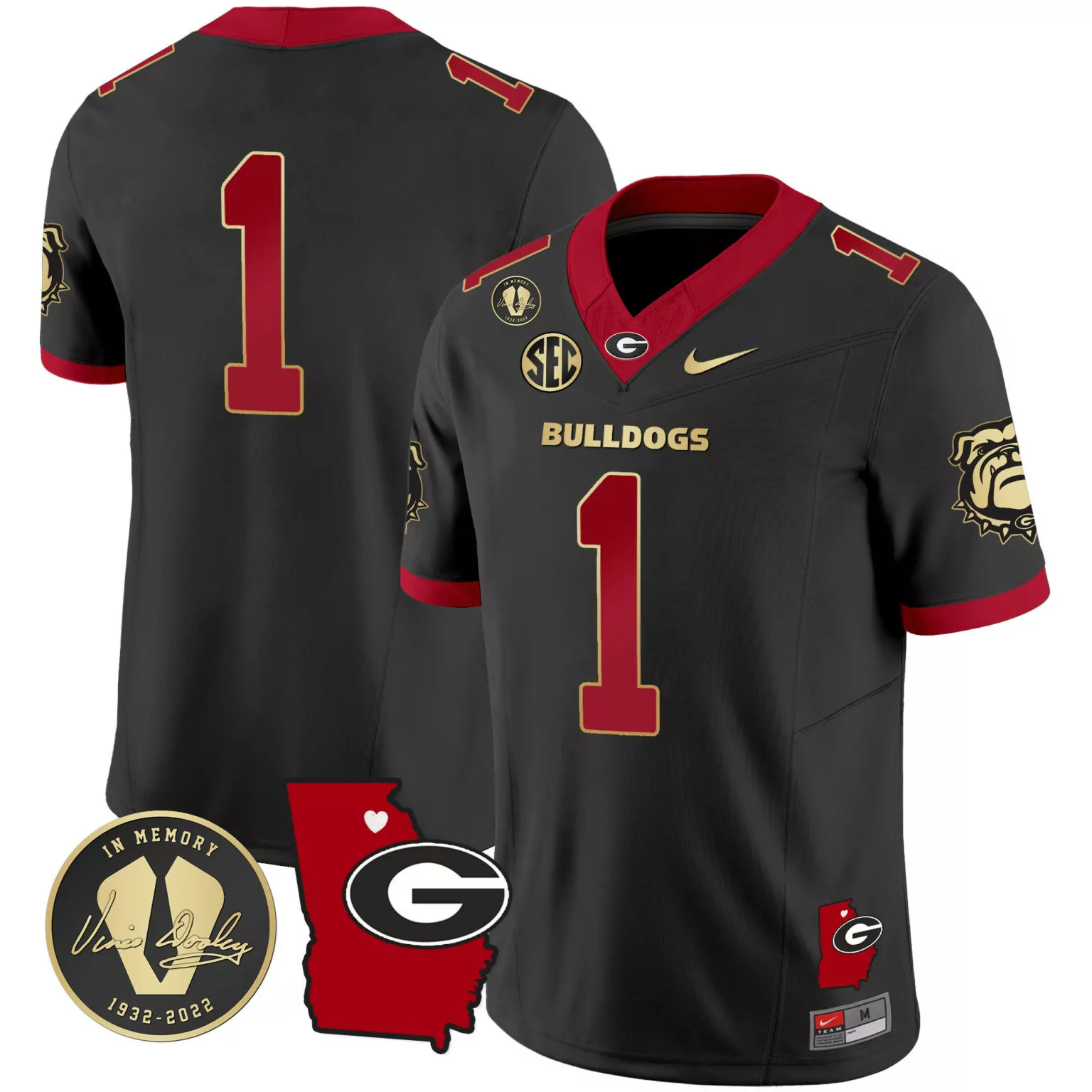 Personalized Black gold trim 1 team georgia bulldogs 2023 jersey v4 georgia map all stitched 7320