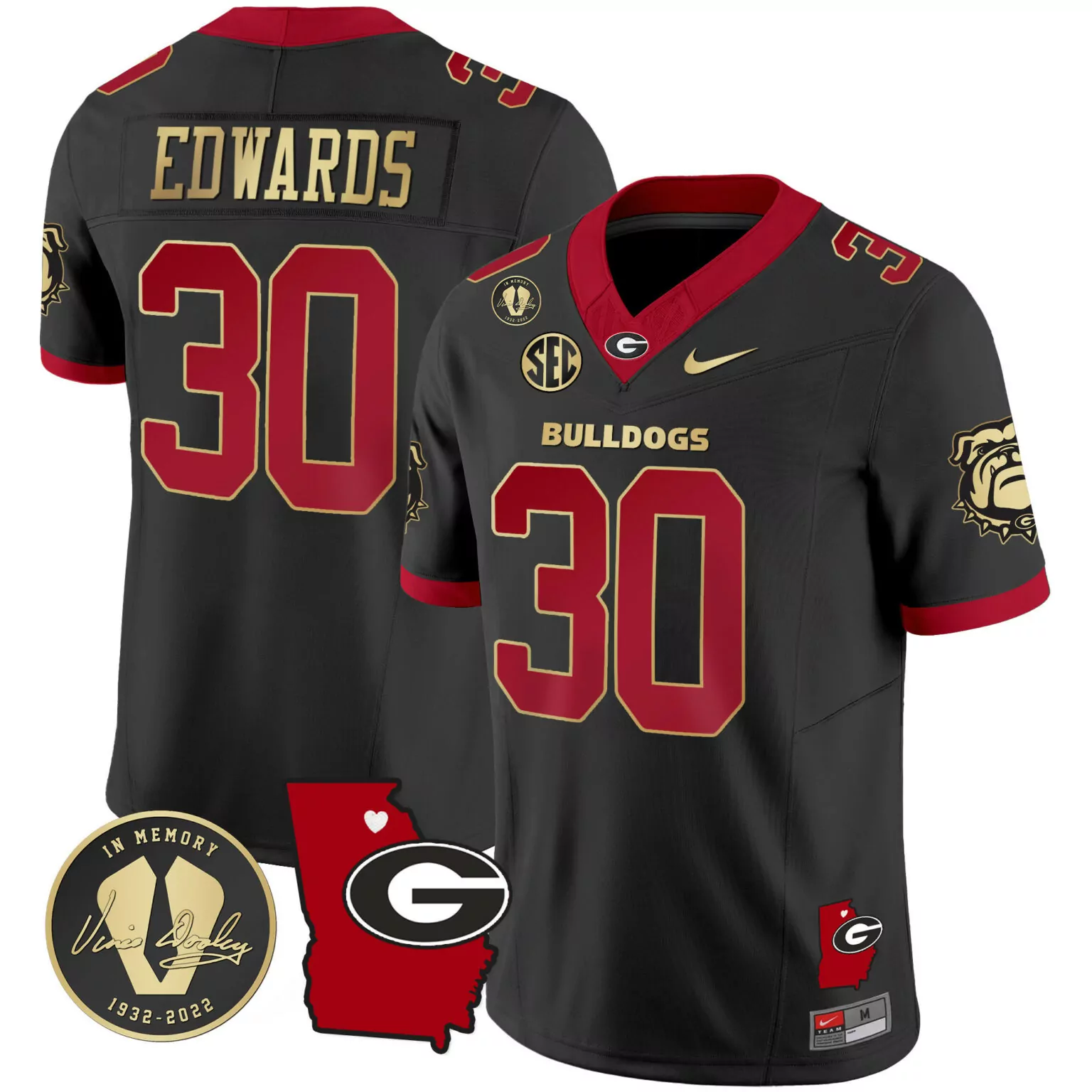 Personalized Black gold trim daijun edwards georgia bulldogs 2023 jersey v4 georgia map all stitched 2966