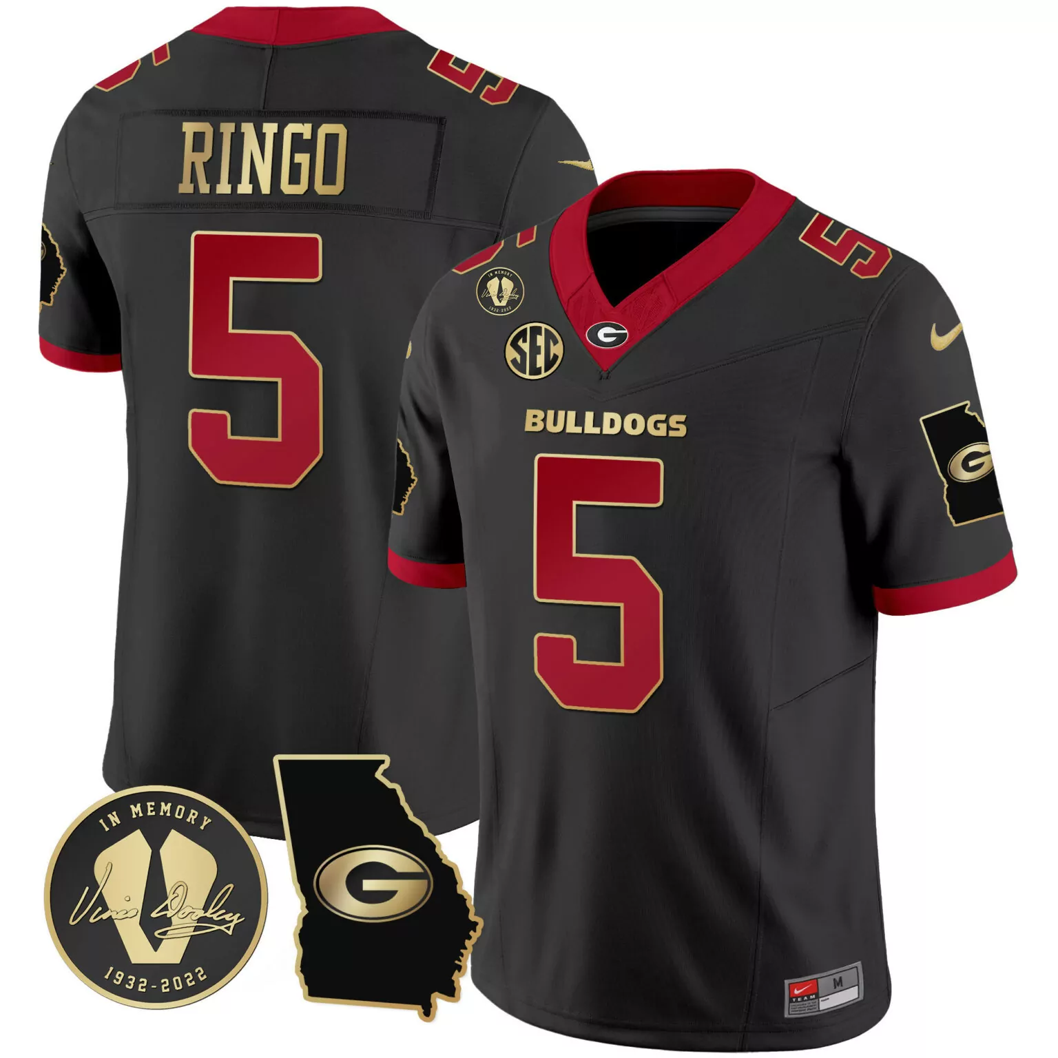 Personalized Black gold trim kelee ringo georgia bulldogs 2024 jersey v3 georgia map all stitched 7709