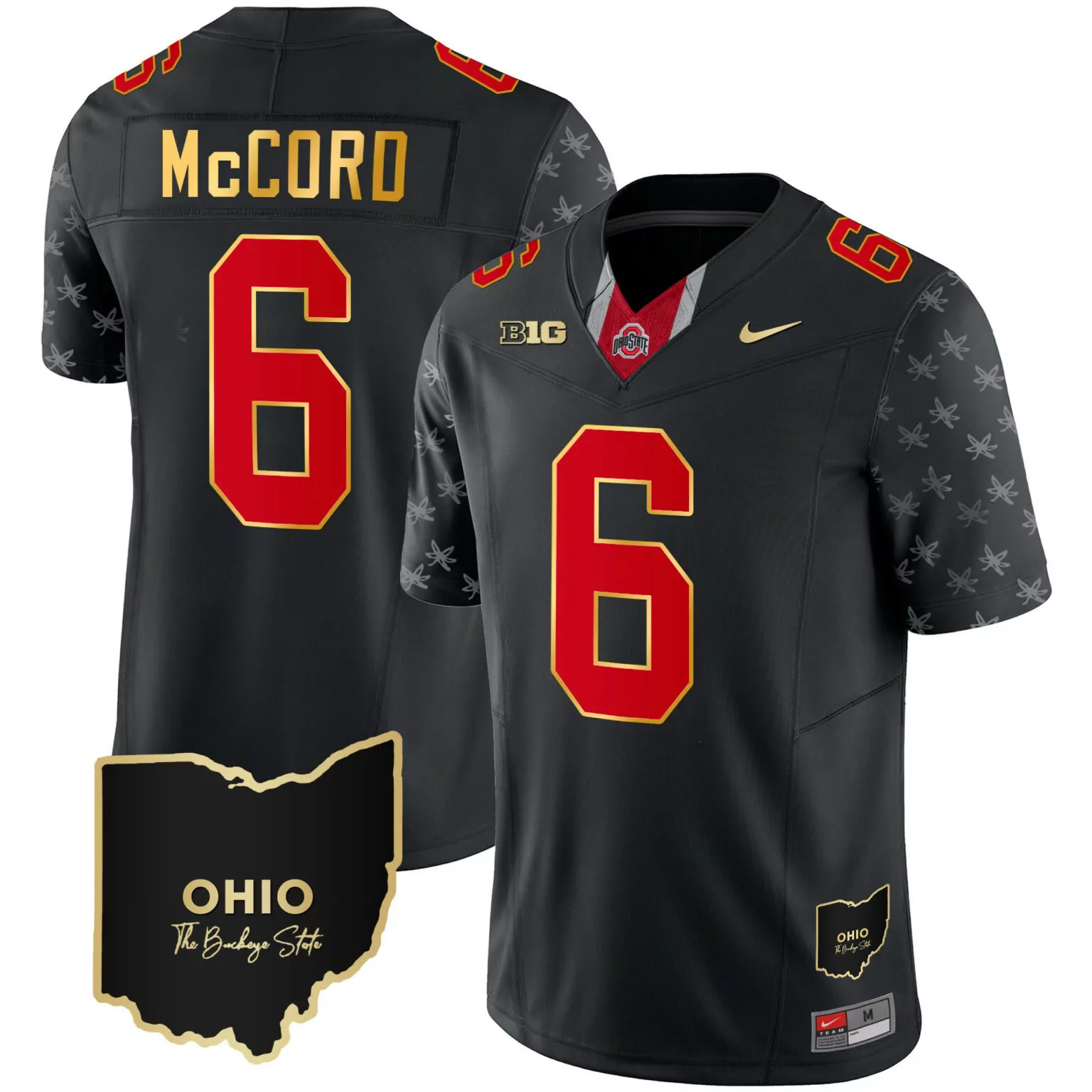 Custom Black gold trim kyle mccord ohio state buckeyes 2023 alternate gold jersey stitched 6294