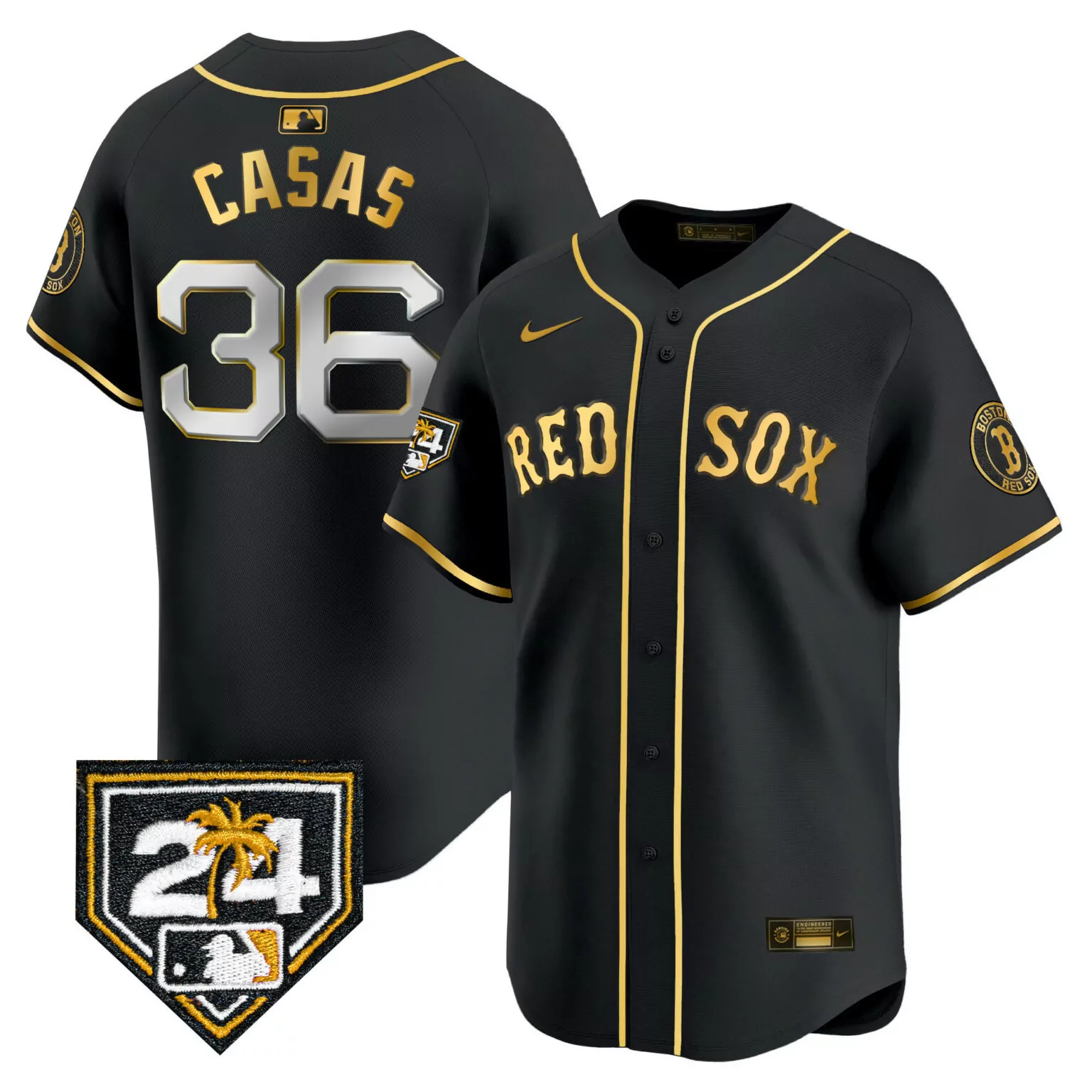 Custom Black gold triston casas boston red sox 2024 spring training patch jersey all stitched 3170