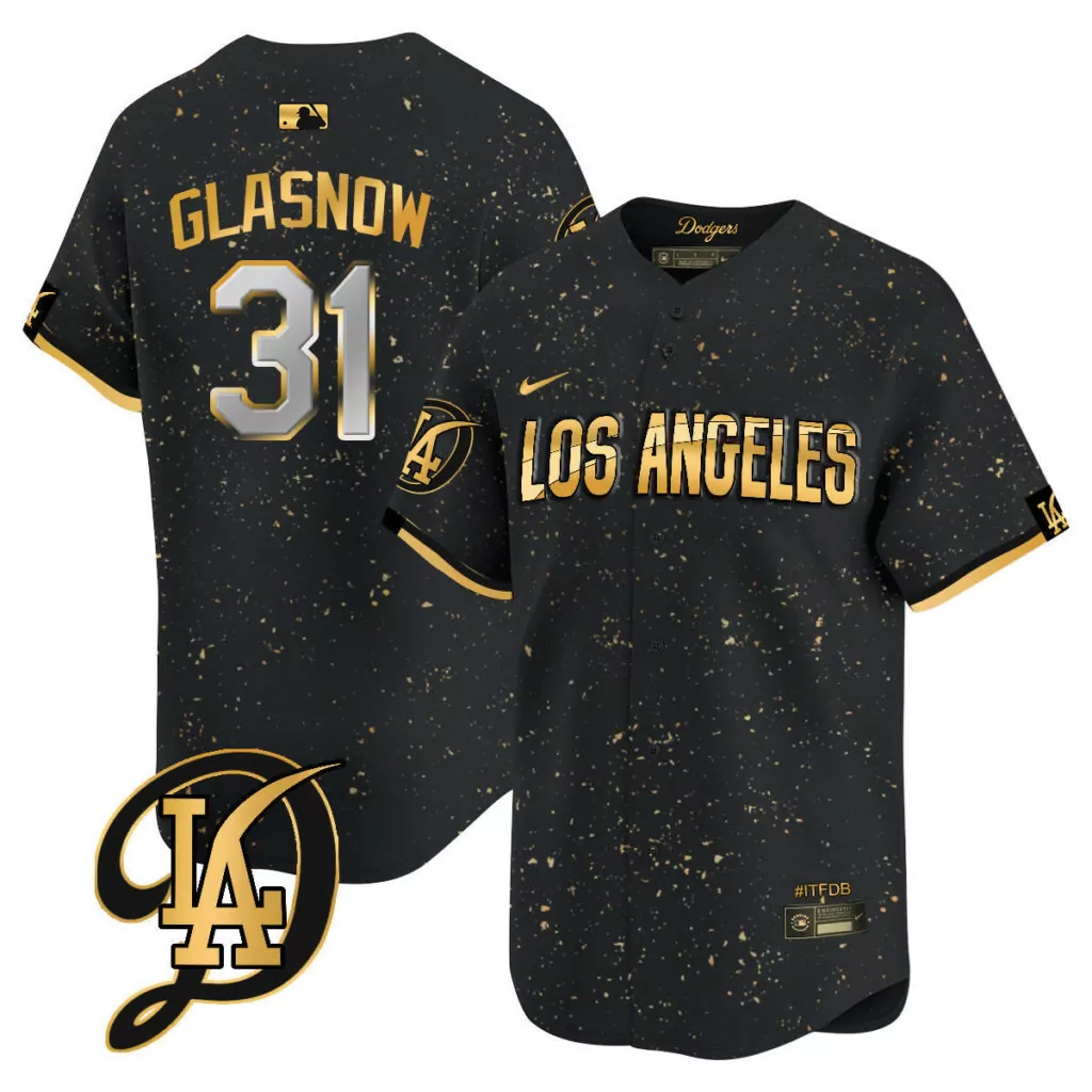 Customizable Black gold tyler glasnow los angeles dodgers 2024 city connect jersey all stitched 2845