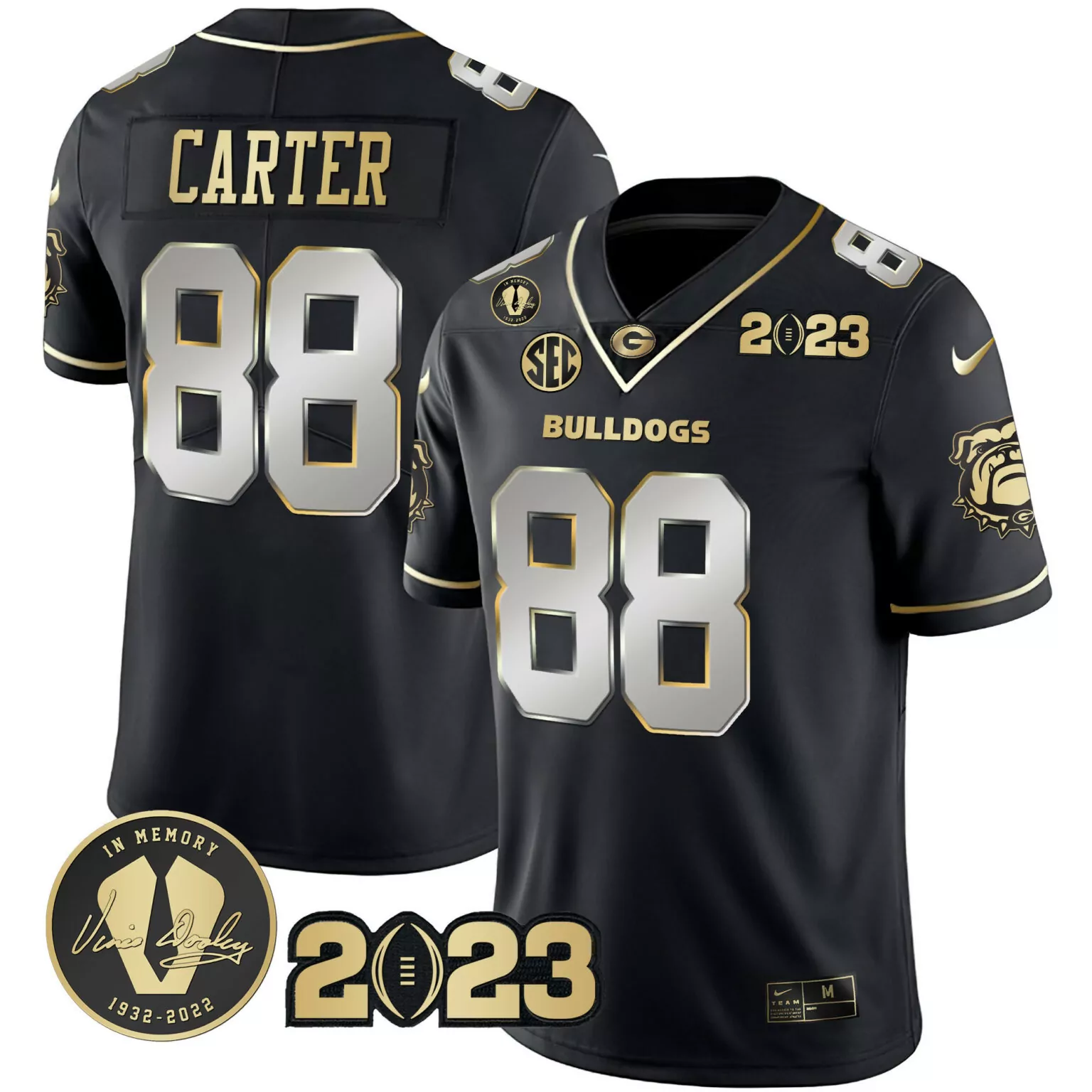 Custom Black jalen carter georgia bulldogs 2023 champions black red gold jersey all stitched 6324