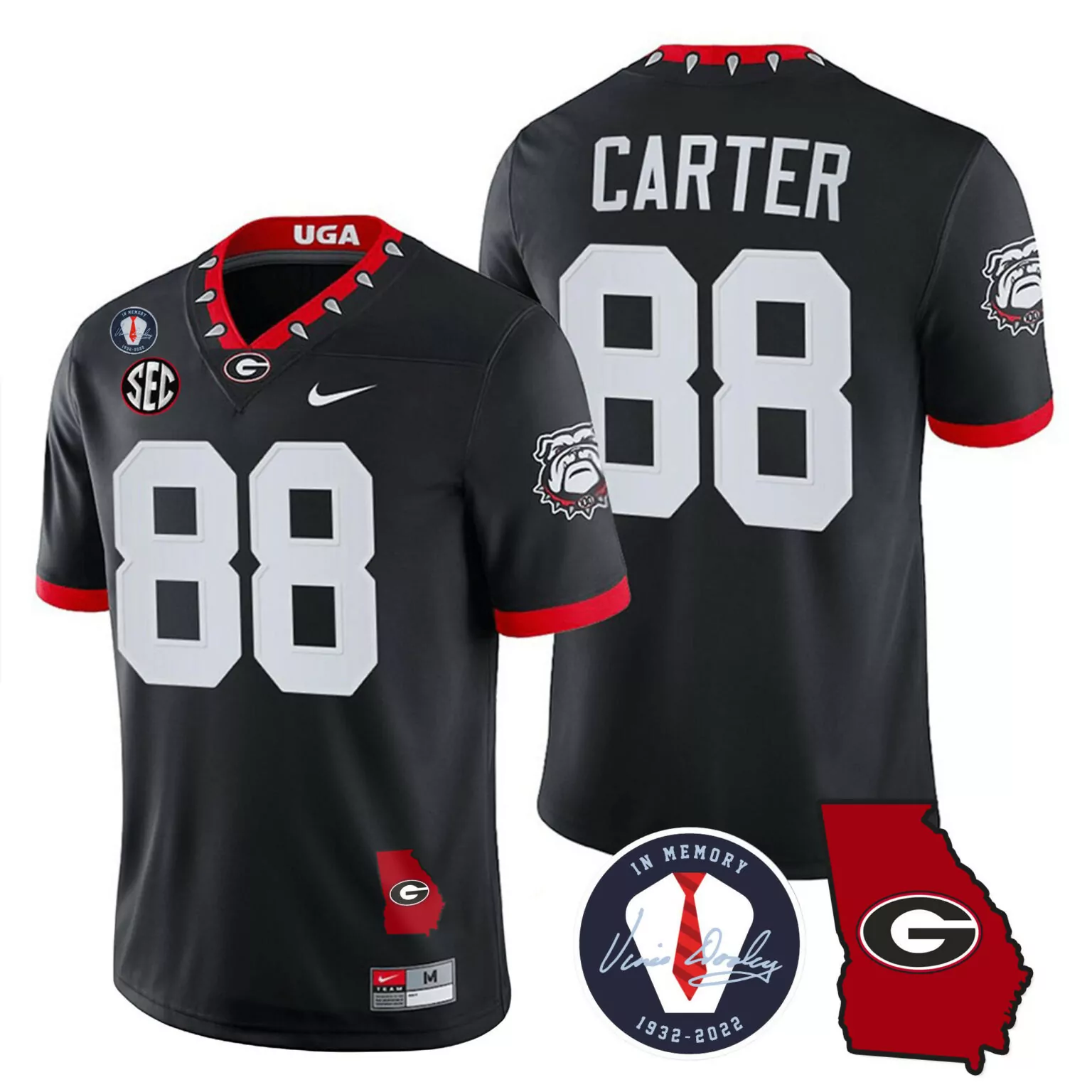 Customizable Black jalen carter georgia bulldogs 2023 jersey v2 georgia map all stitched 2675