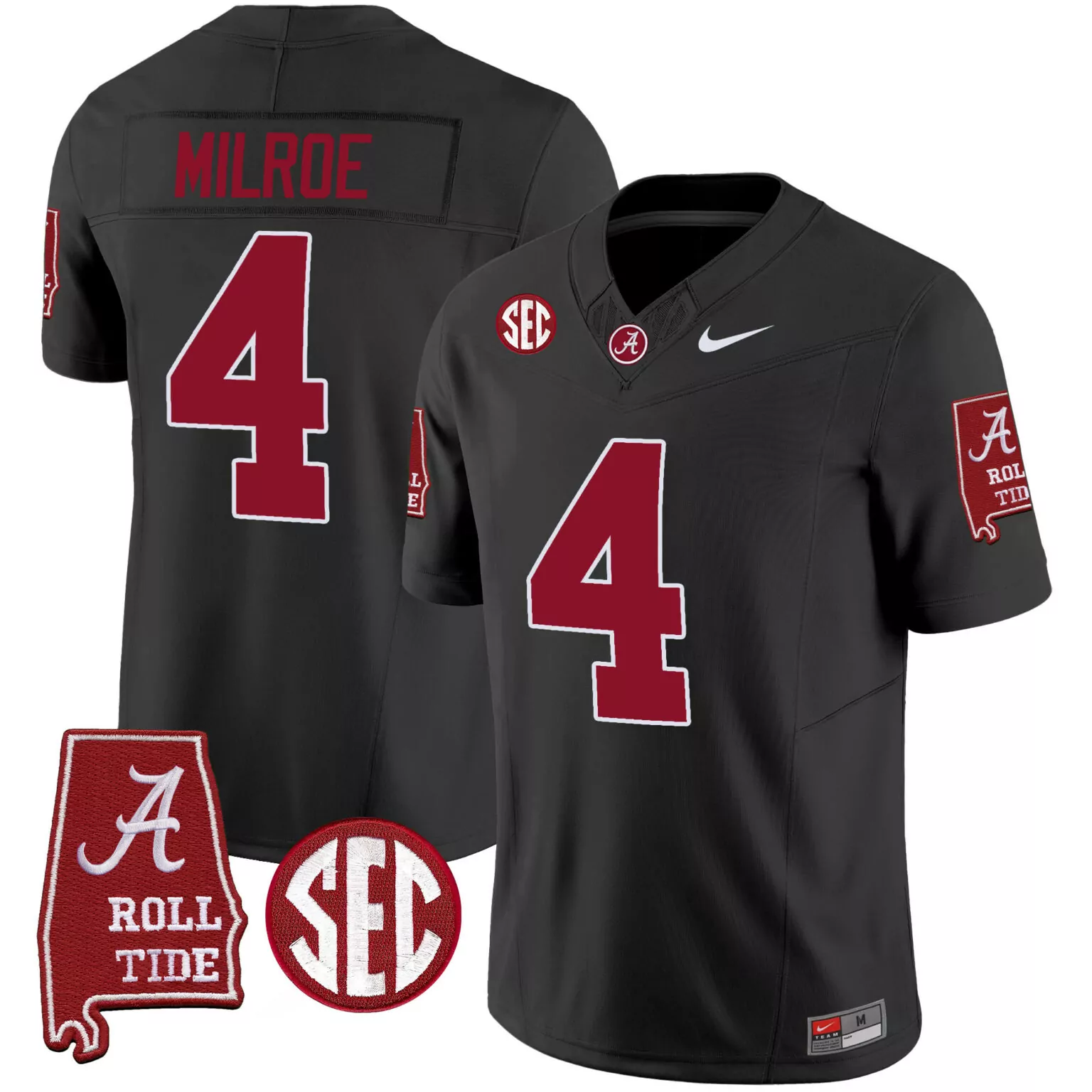 Custom Black jalen milroe alabama crimson tide jersey v3 alabama map all stitched 7725