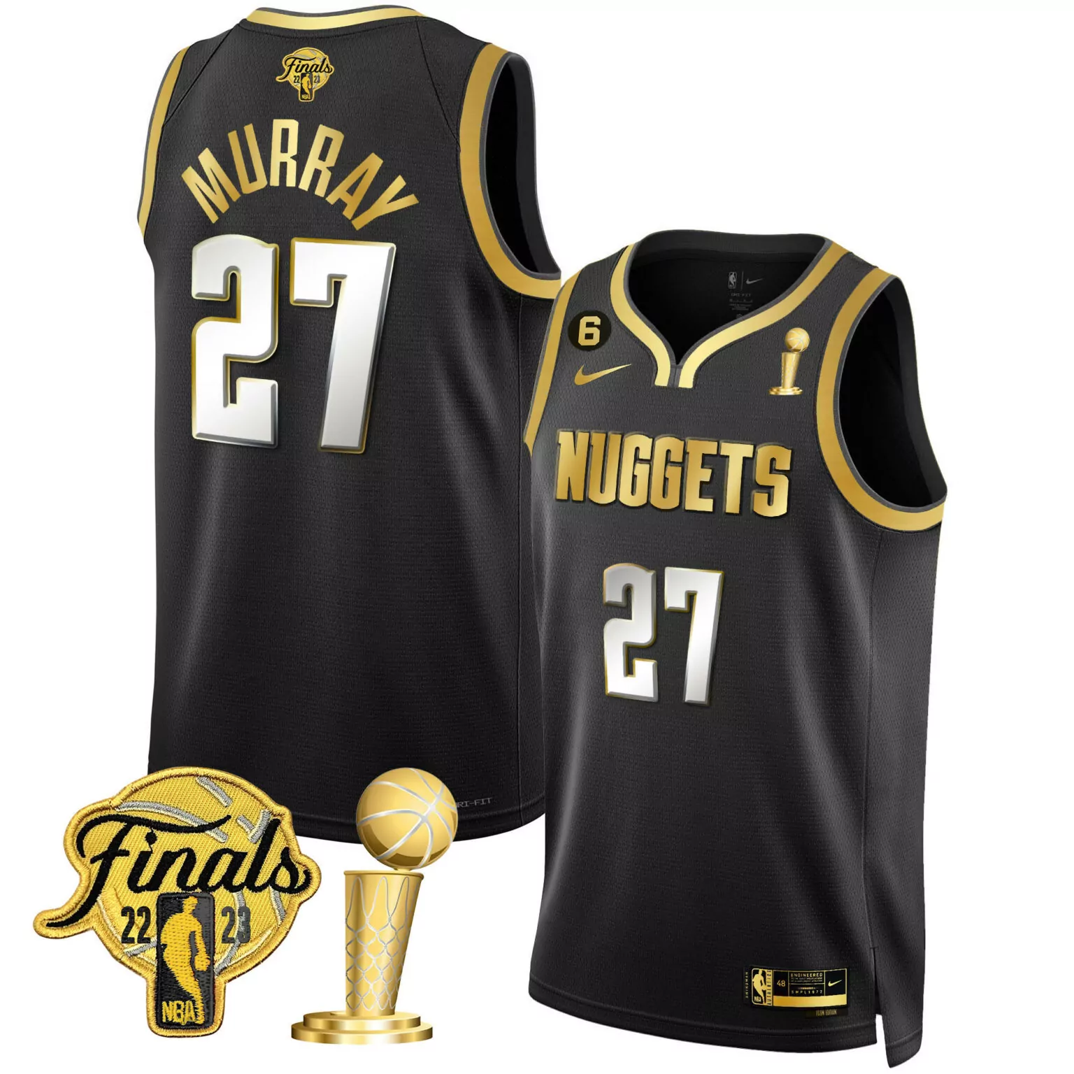 Personalized Black jamal murray denver nuggets 2023 finals champions patch gold jersey all stitched 6299