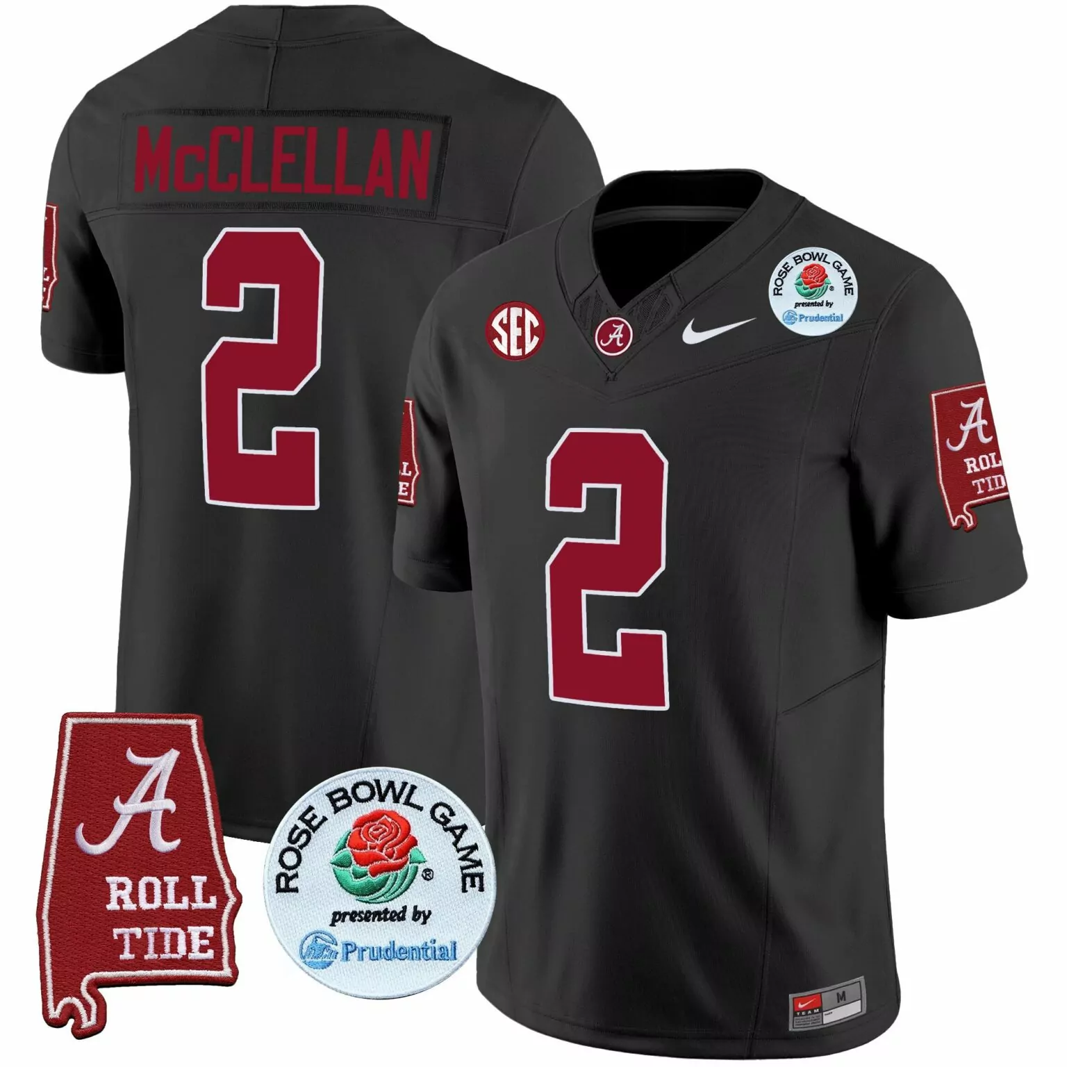 Customizable Black jase mcclellan alabama crimson tide rose bowl patch jersey all stitched 8759