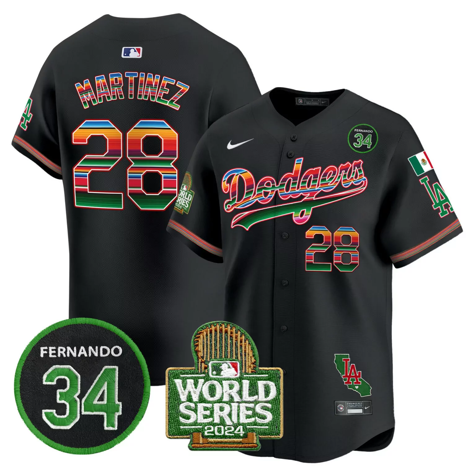 Personalized Black jd martinez los angeles dodgers memorial 2024 world series patch jersey all stitched 7177