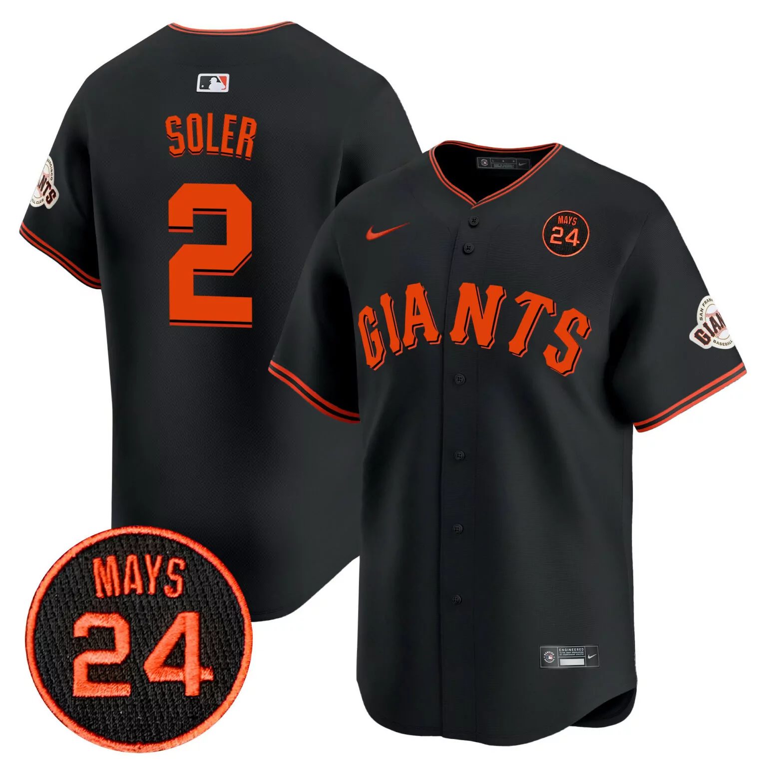Custom Black gold willie mays san francisco giants 2024 willie mays patch jersey v6 all stitched 7913