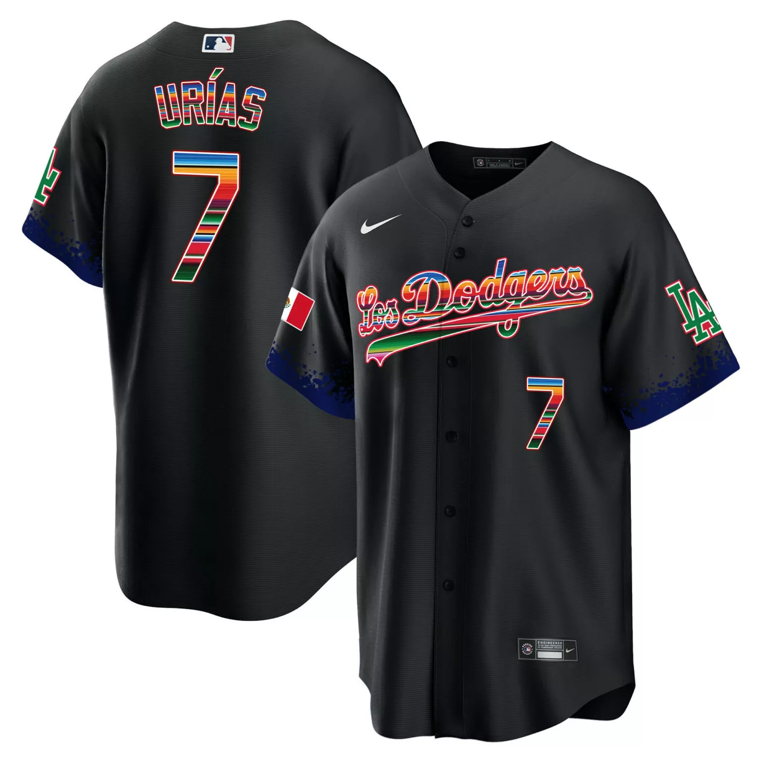 Customizable Black julio uras los angeles dodgers mexico city connect jersey all stitched 2266