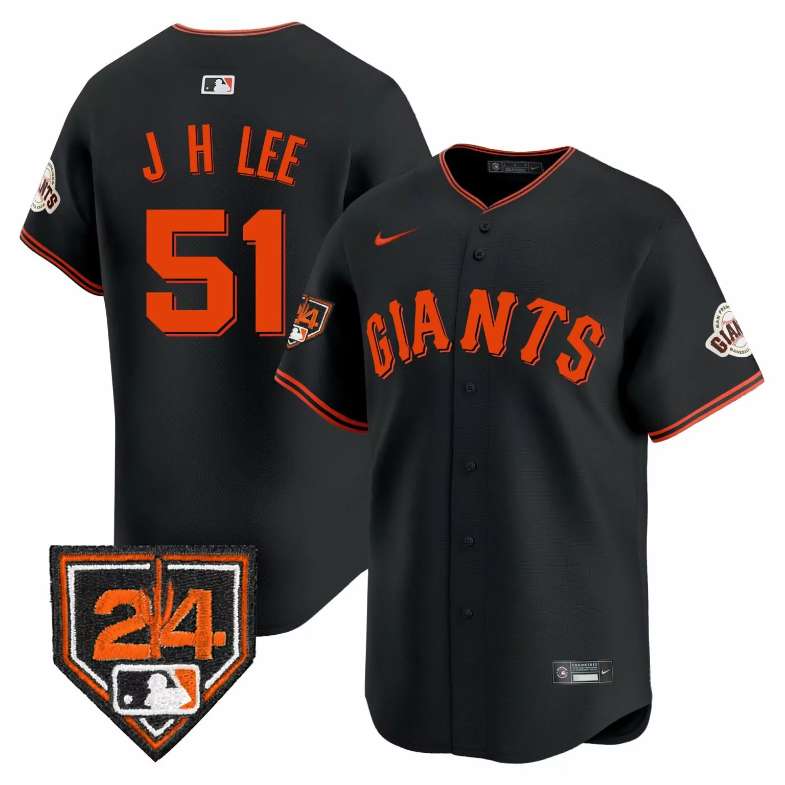 Customizable Black gold jung hoo lee san francisco giants 2024 willie mays patch jersey v5 all stitched 2801