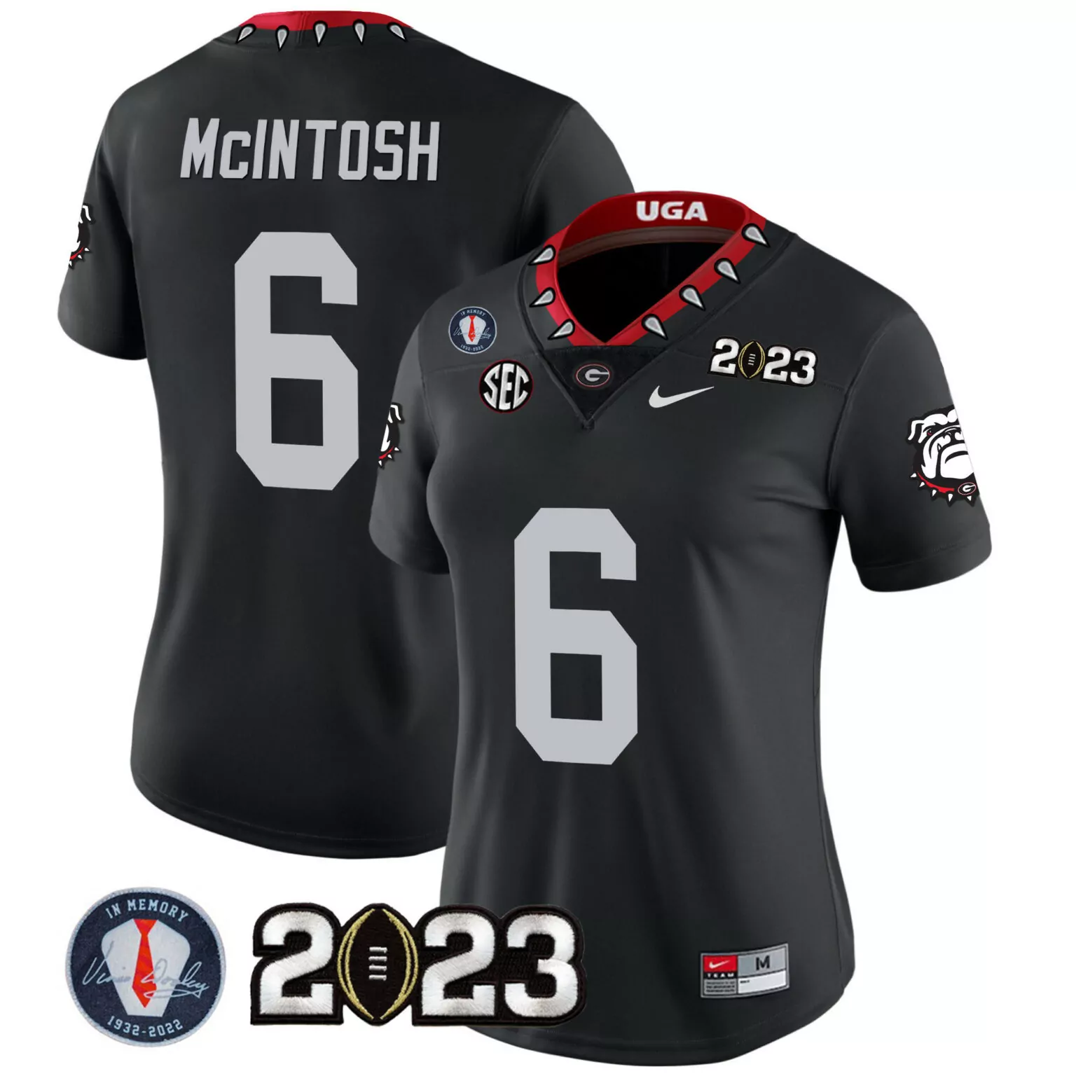 Customizable Black kenny mcintosh georgia bulldogs 2023 champions jersey all stitched 7950