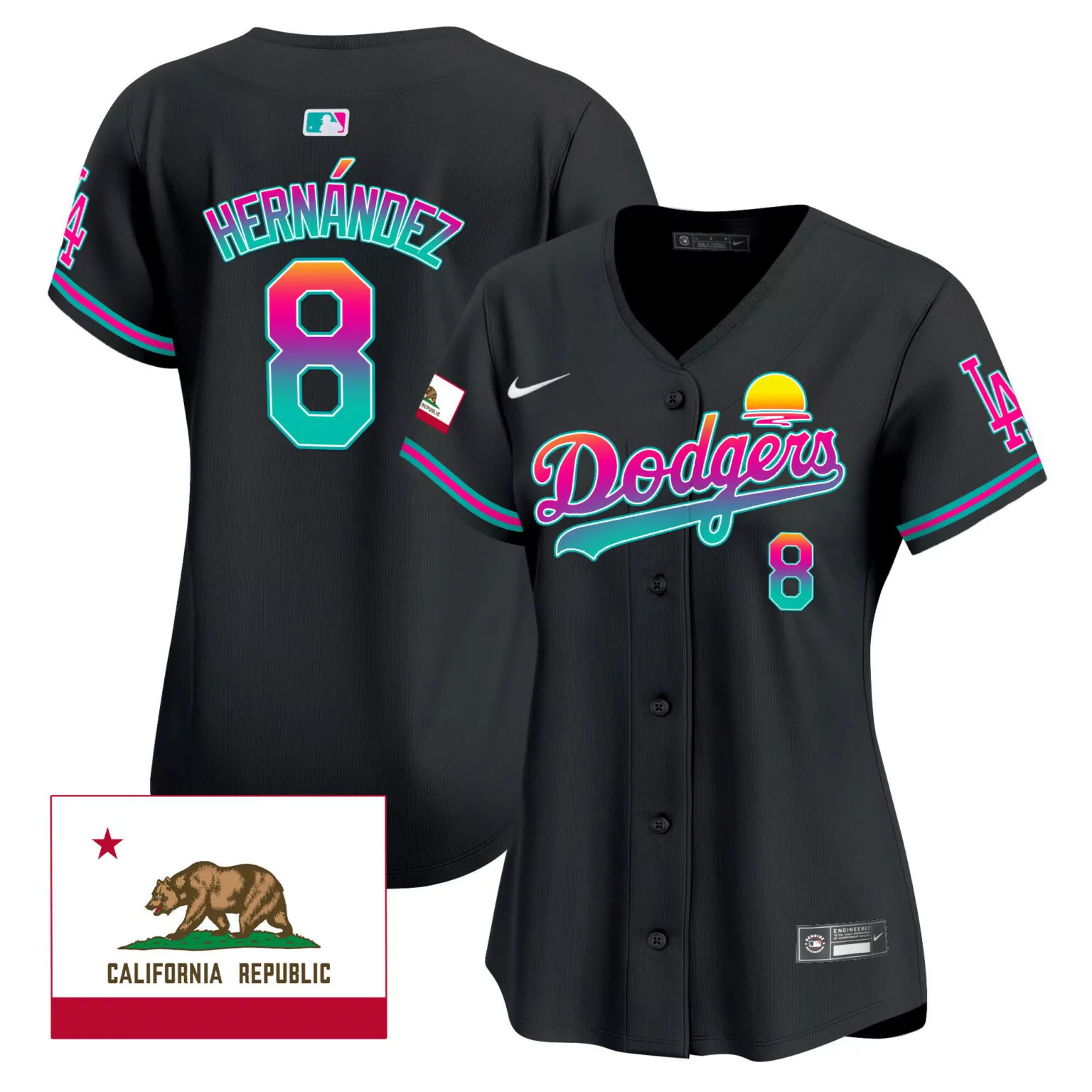 Customizable Black kike hernandez los angeles dodgers 2024 los angeles city style jersey all stitched 6935