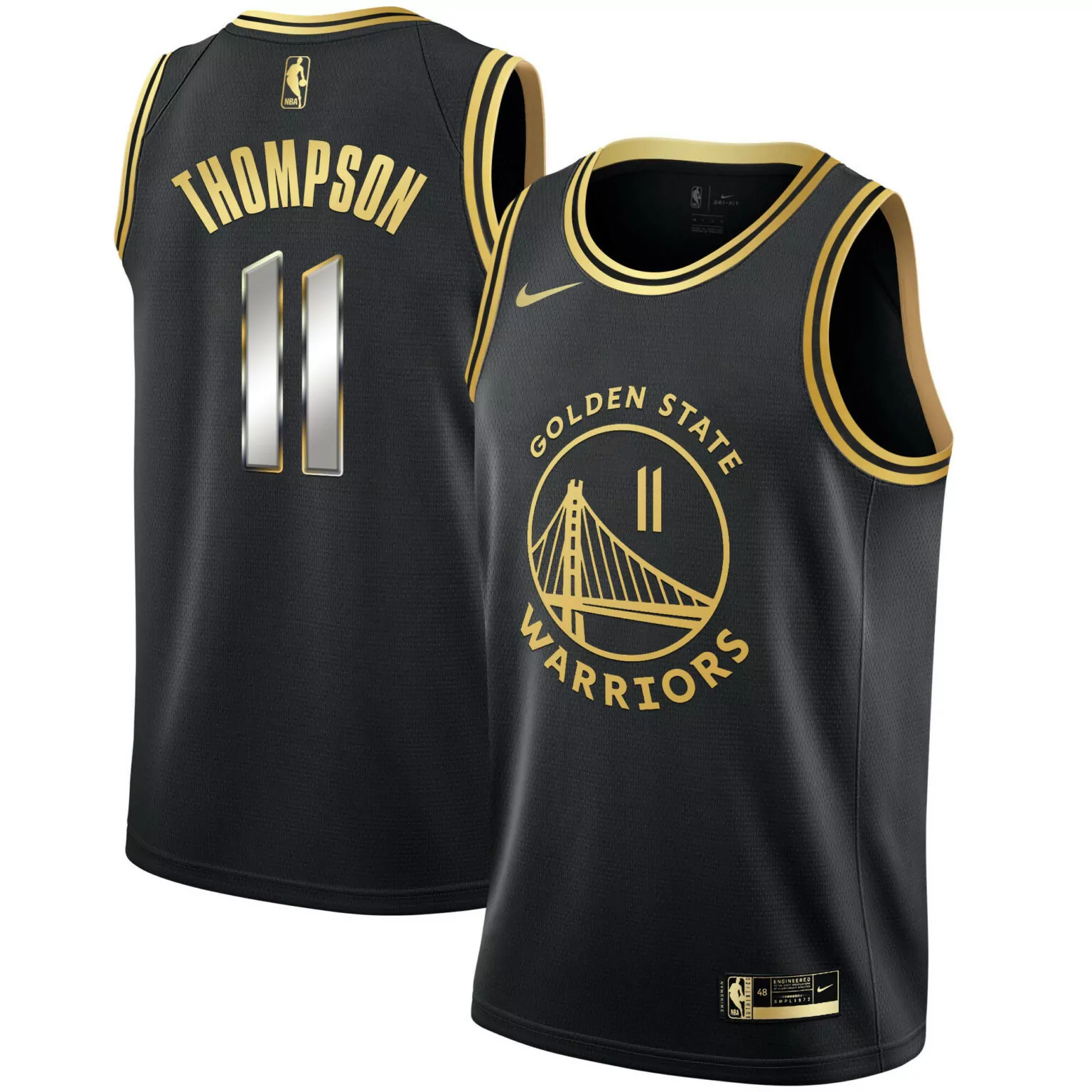 Customizable Black klay thompson golden state warriors black gold jersey all stitched 5294