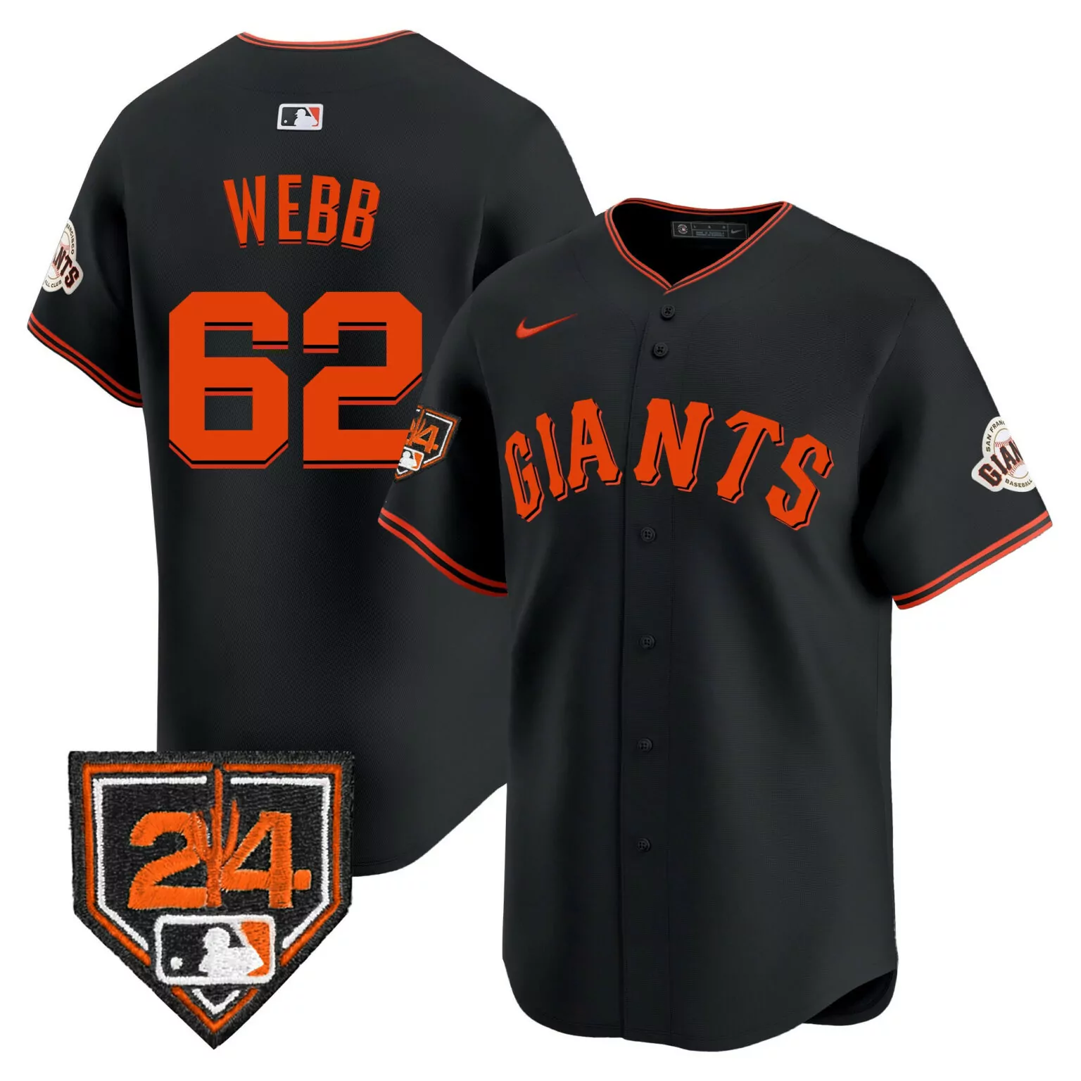 Customizable Black gold logan webb san francisco giants 2024 spring training jersey all stitched 3984