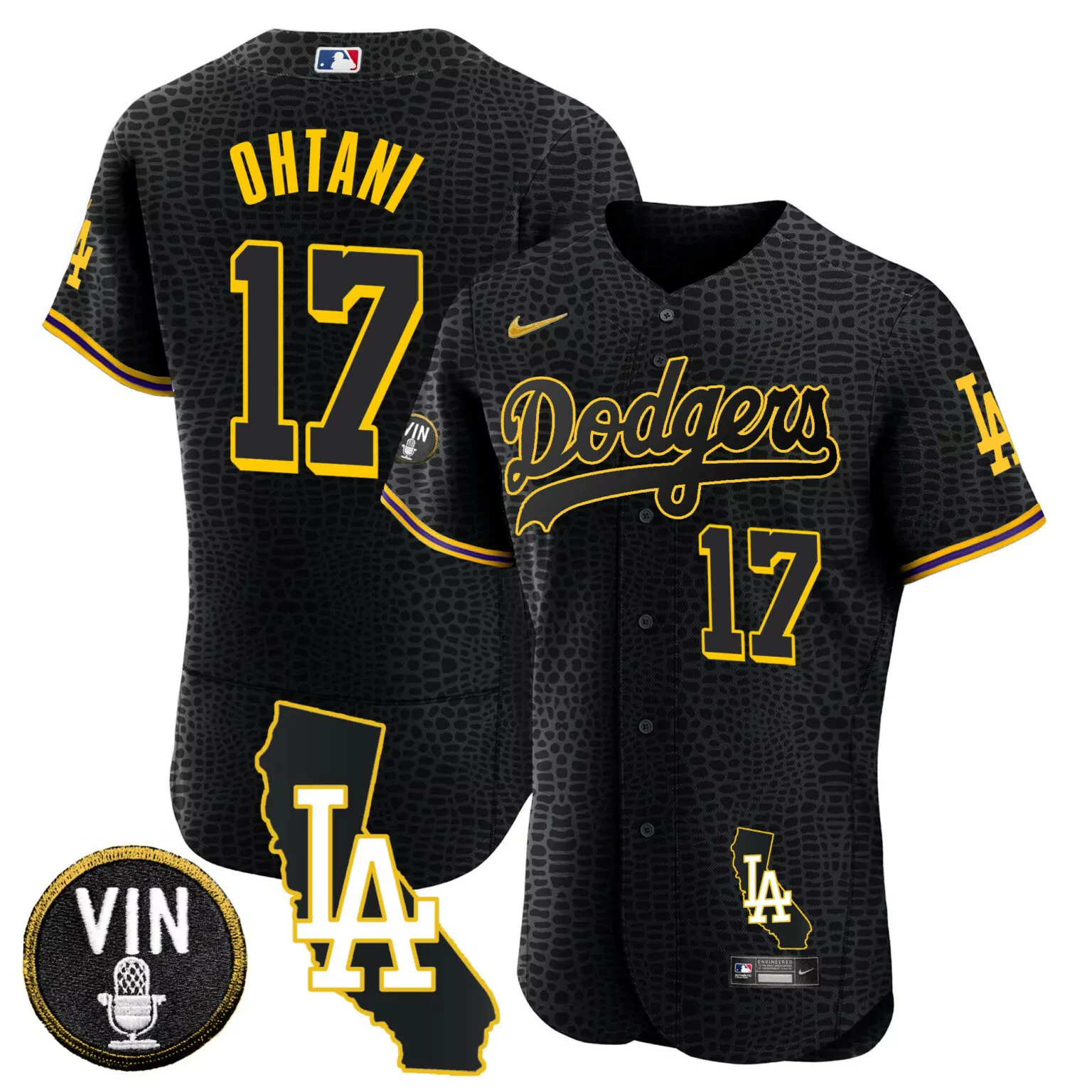 Personalized Black mamba shohei ohtani los angeles dodgers california patch gold trim jersey all stitched 6644