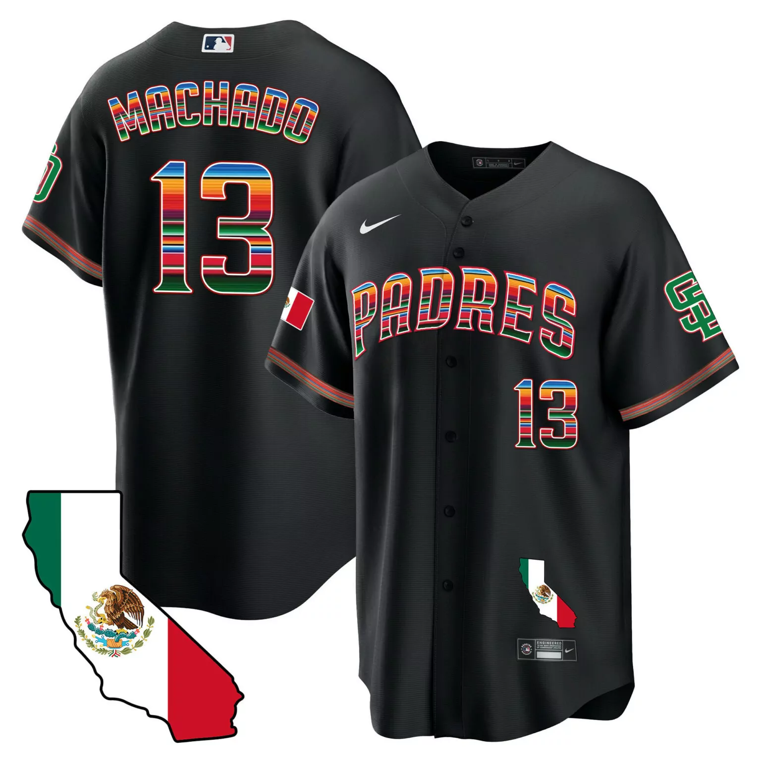 Custom Black manny machado san diego padres california map jersey all stitched 3164