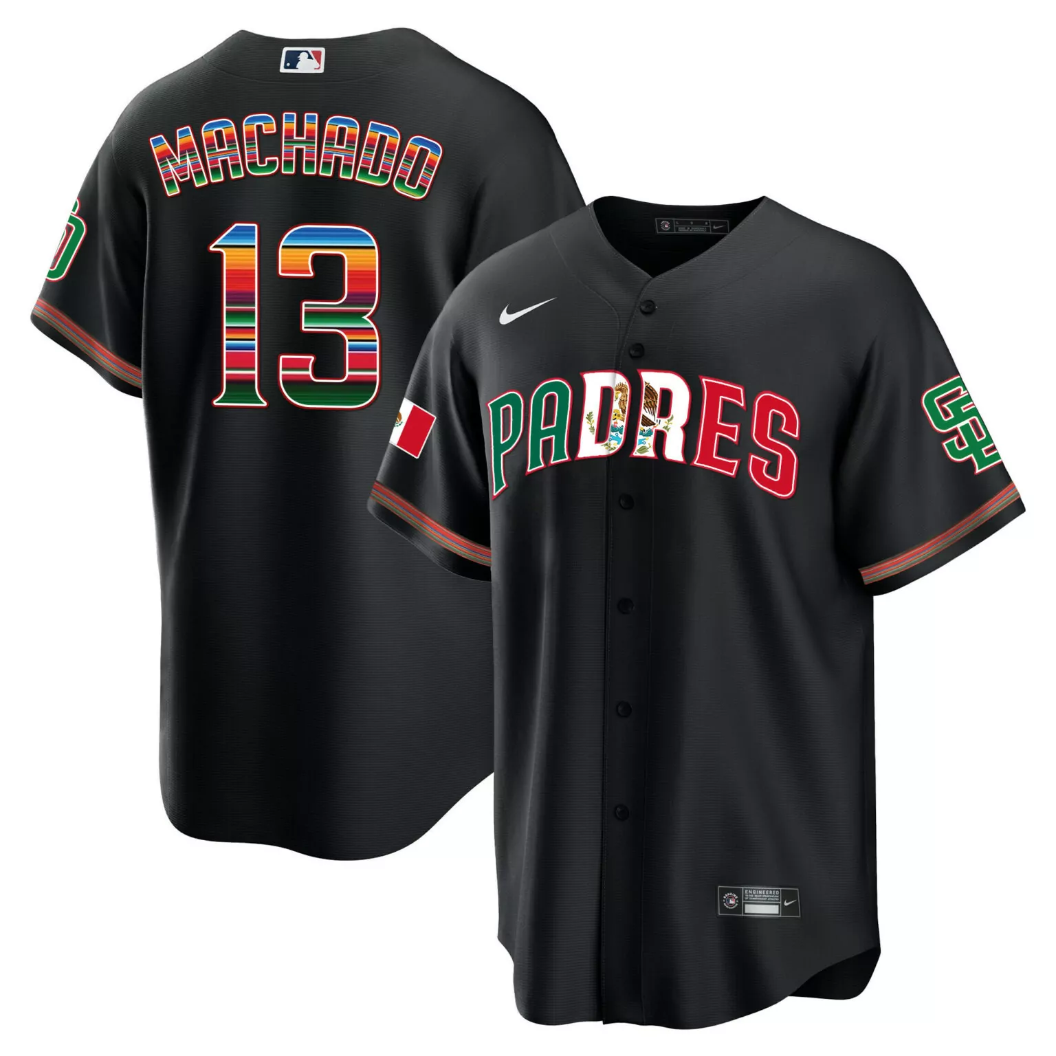 Custom Black manny machado san diego padres mexico jersey v2 all stitched 2302