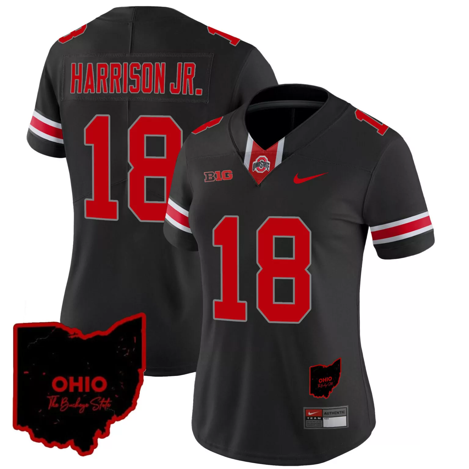 Personalized Black marvin harrison jr ohio state buckeyes 2023 jersey ohio patch all stitched 1906