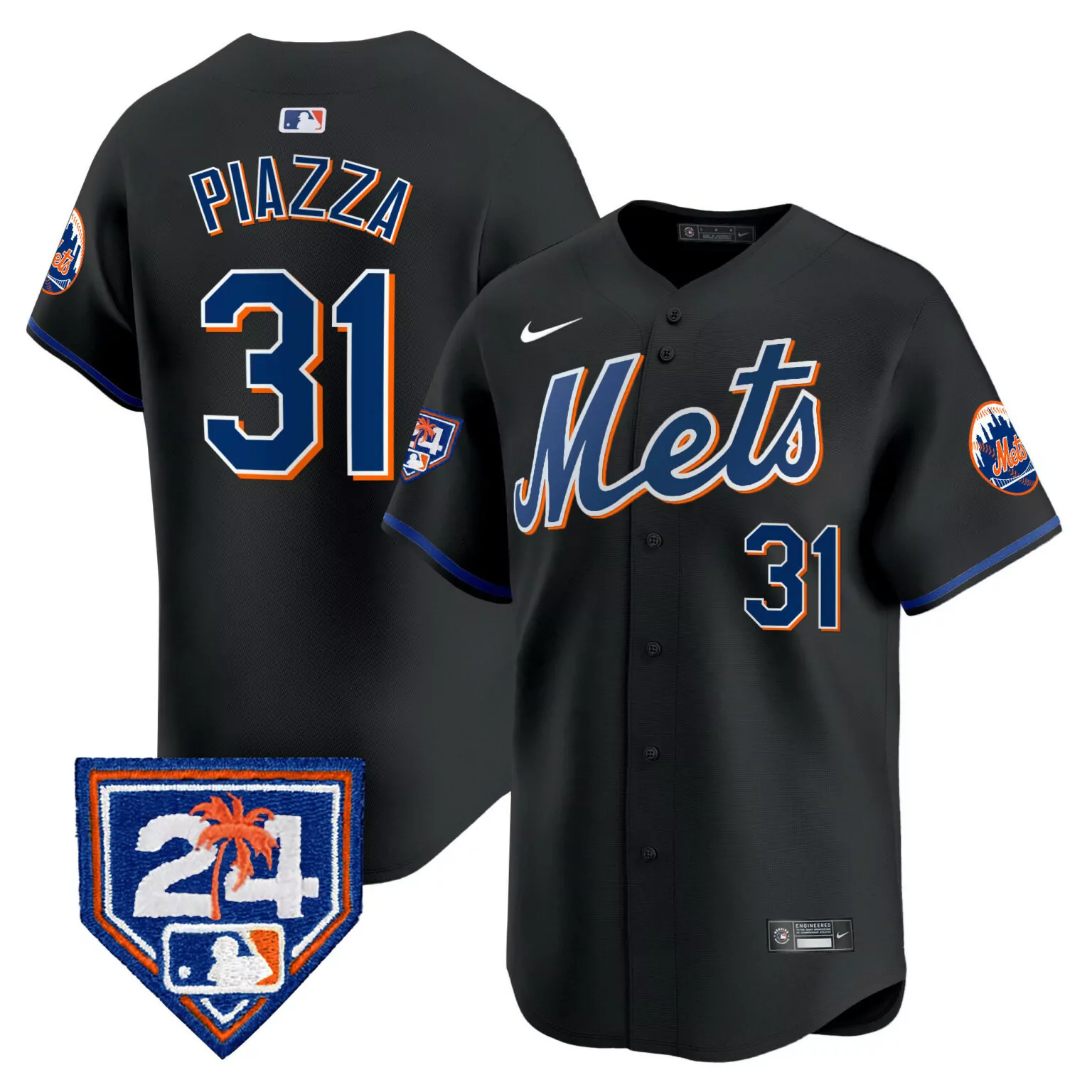 Custom Black mike piazza new york mets 2024 spring training jersey v2 all stitched 6278