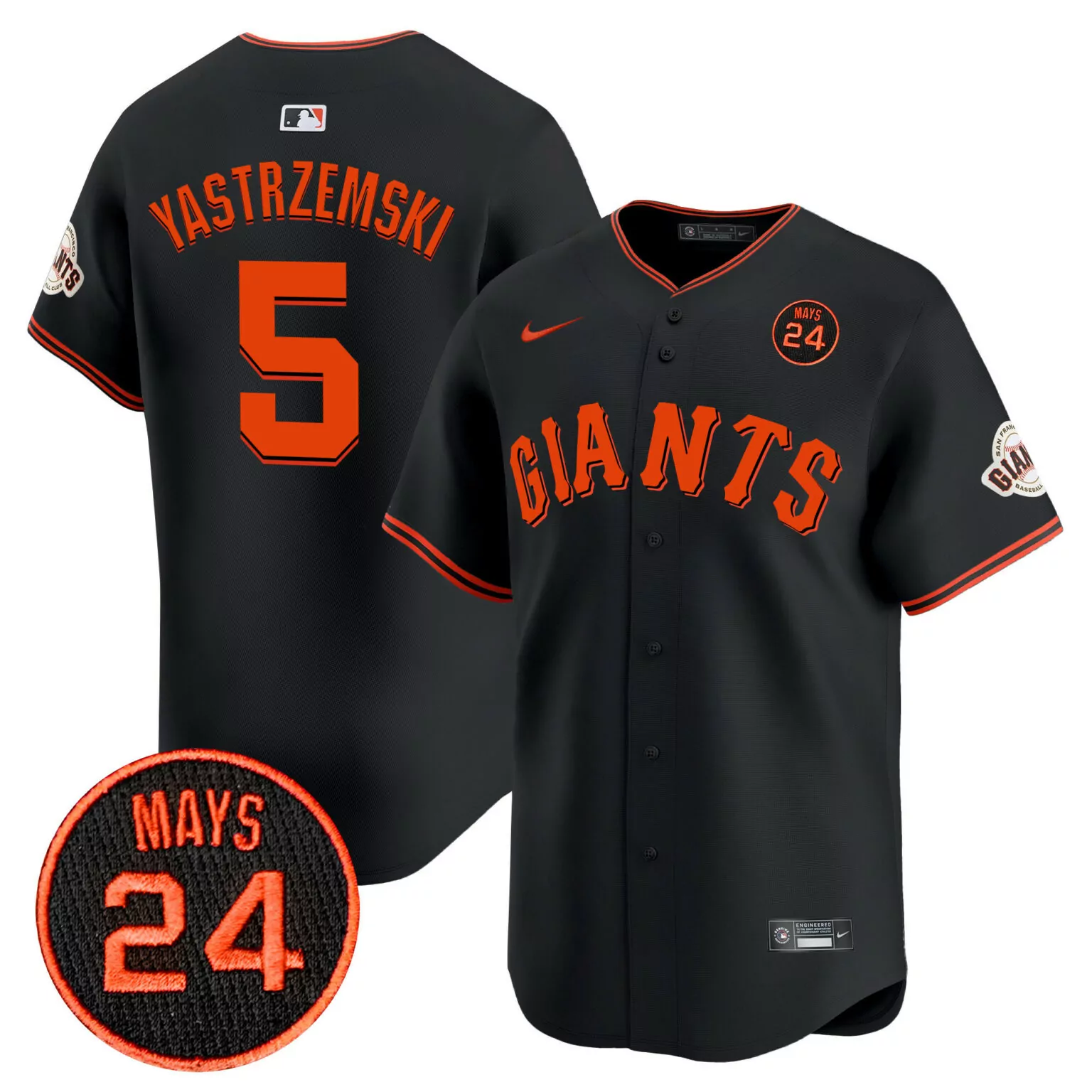 Personalized Black michael conforto san francisco giants 2024 willie mays patch jersey v5 all stitched 9359