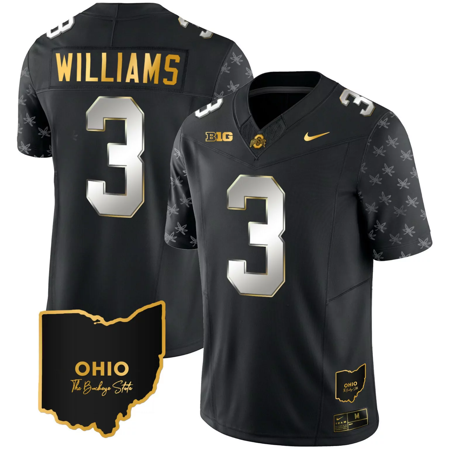 Customizable Black miyan williams ohio state buckeyes 2023 alternate gold jersey stitched 6316