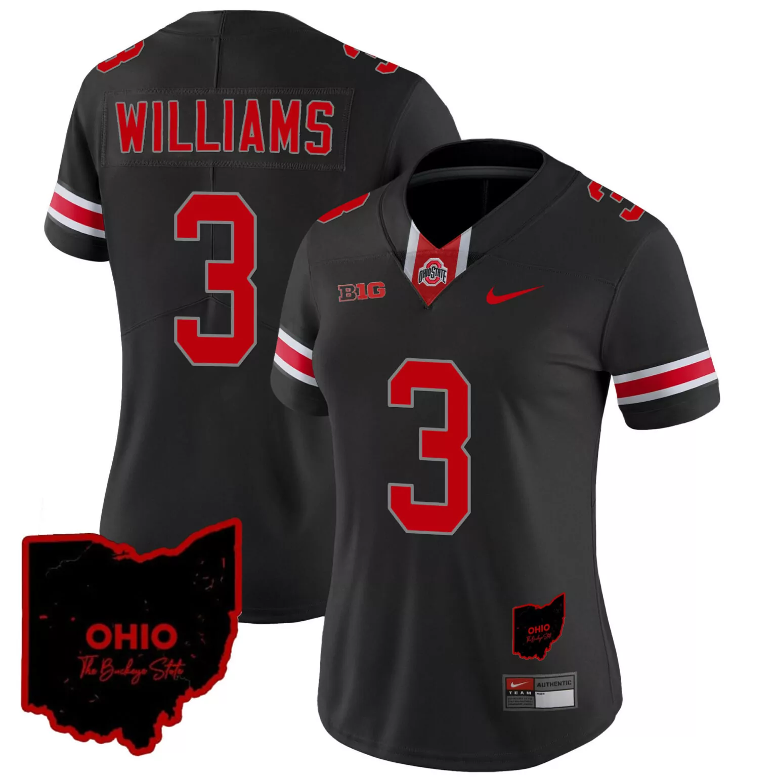 Personalized Black miyan williams ohio state buckeyes 2023 jersey ohio patch all stitched 8515