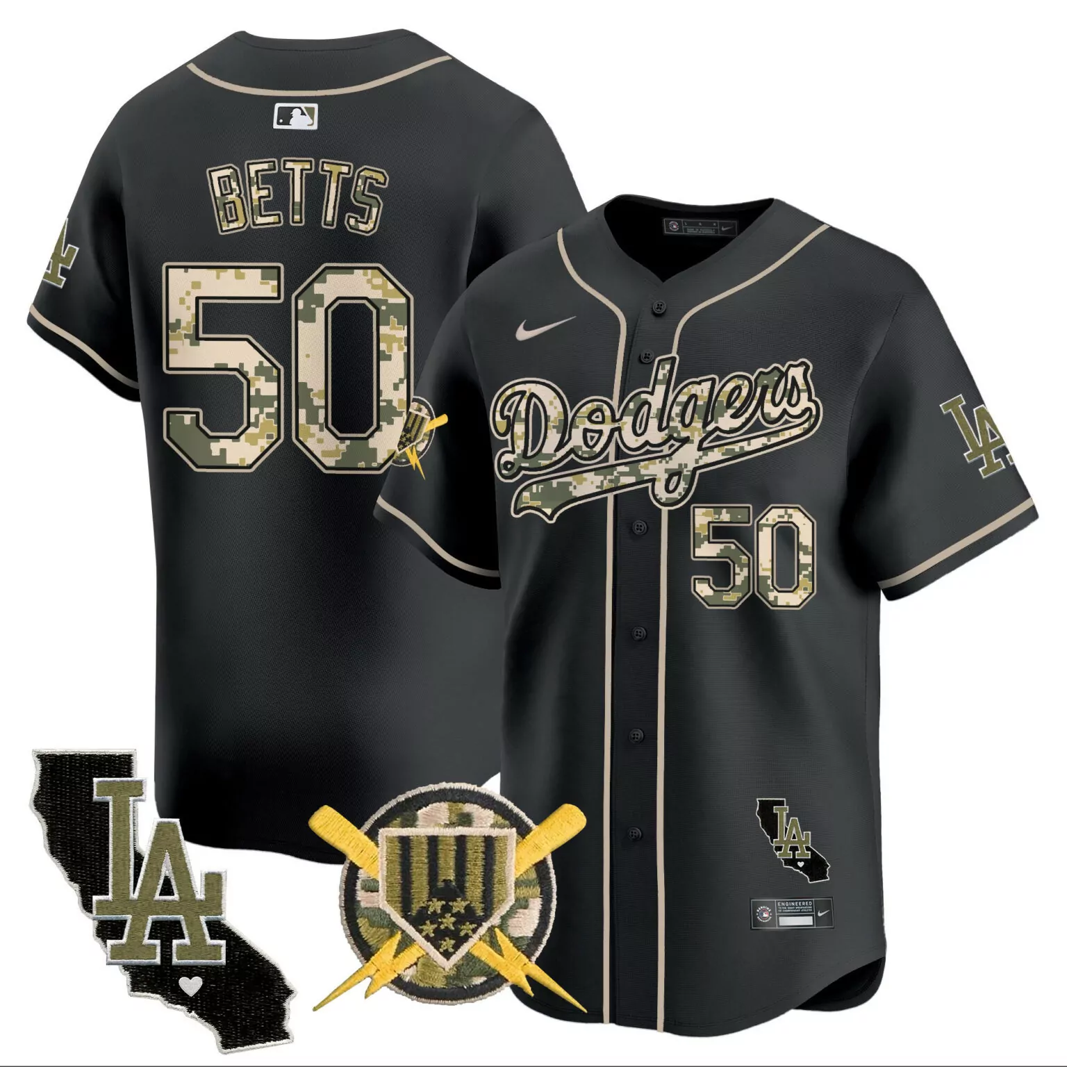 Personalized Black mookie betts los angeles dodgers armed forces day jersey all stitched 1060