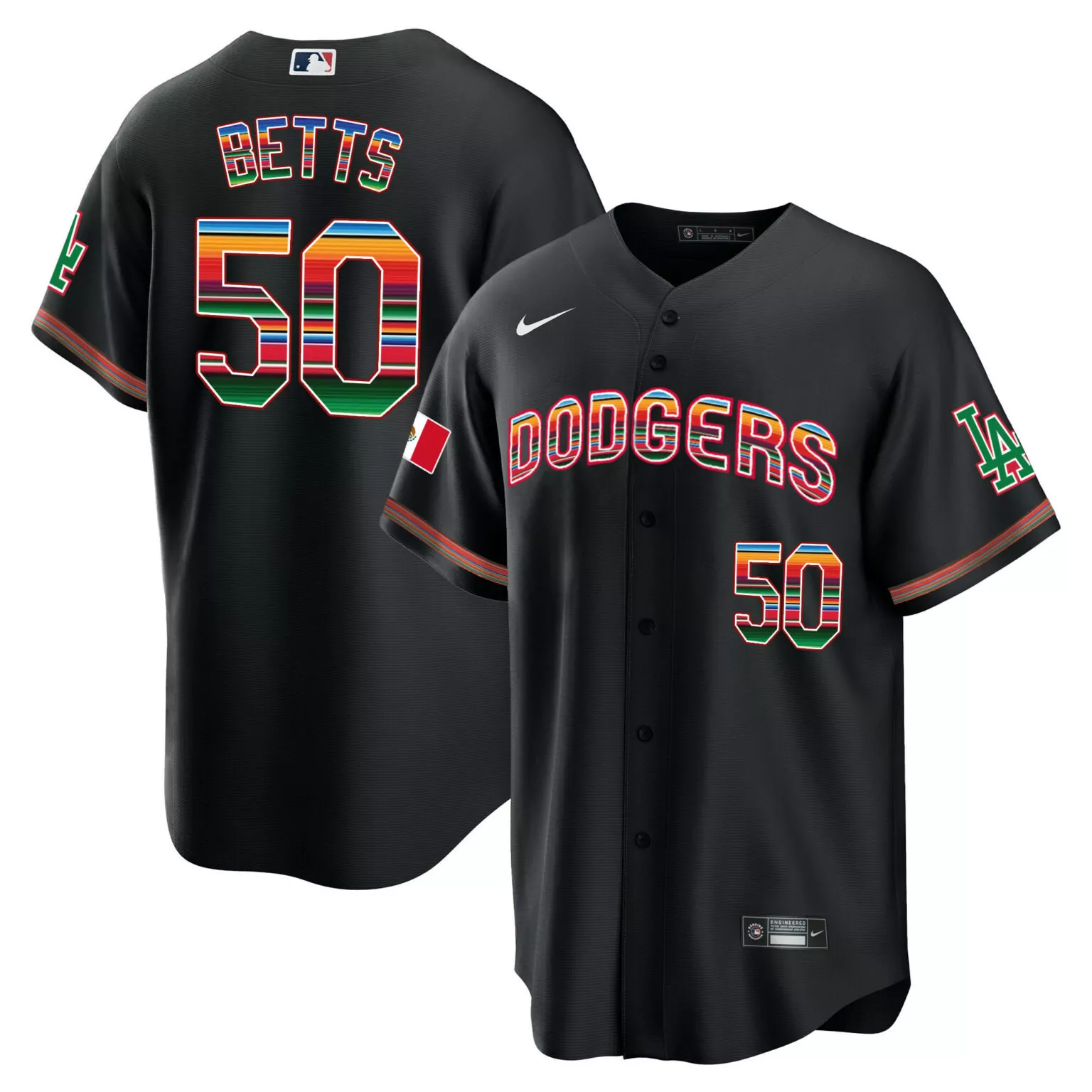 Custom Black mookie betts los angeles dodgers mexico jersey v3 all stitched 1461