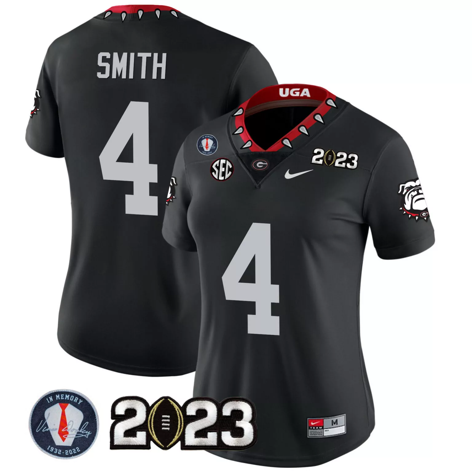 Custom Black nolan smith georgia bulldogs 2023 champions jersey all stitched 7727