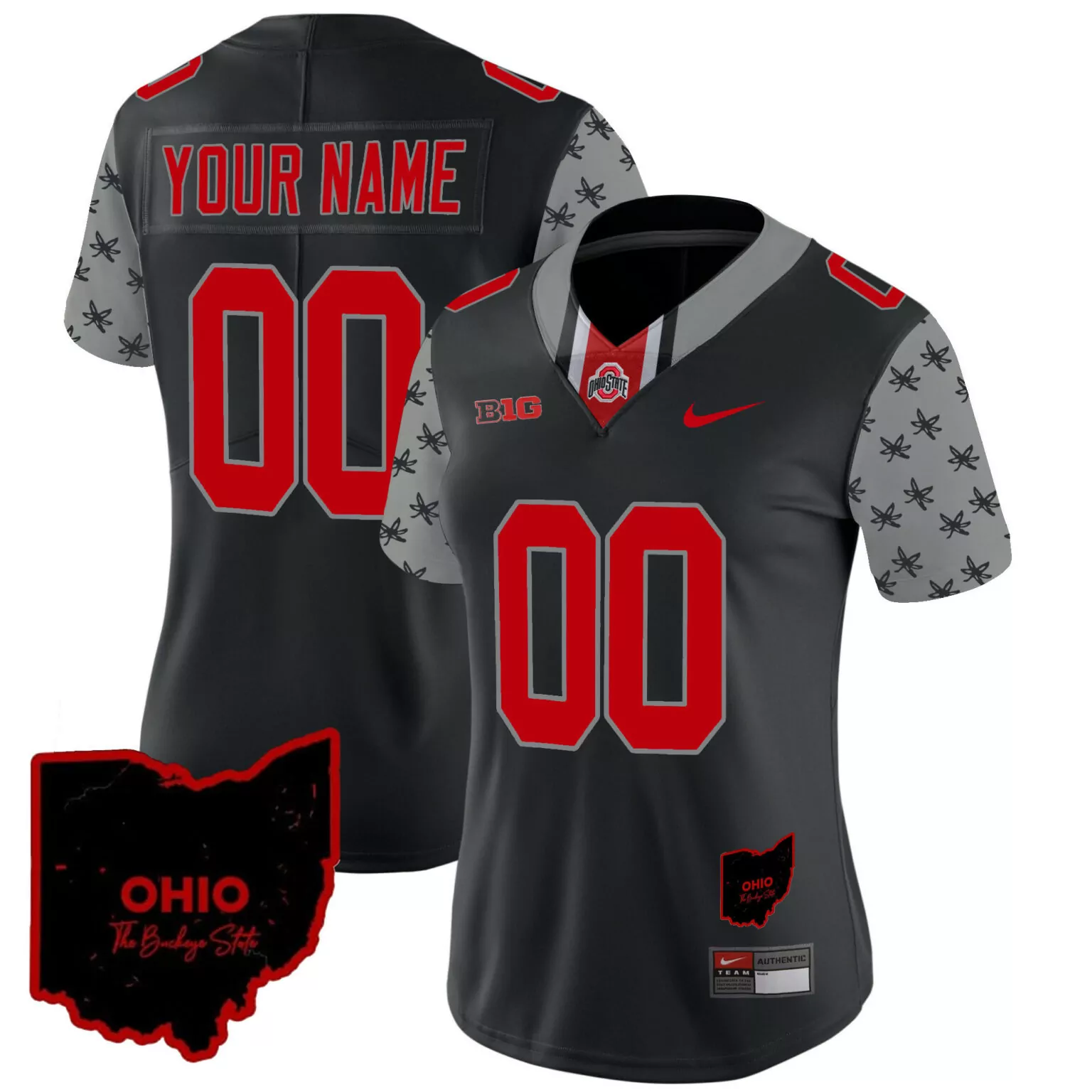 Personalized Black ohio state buckeyes 2023 gray alternate custom jersey stitched 1647