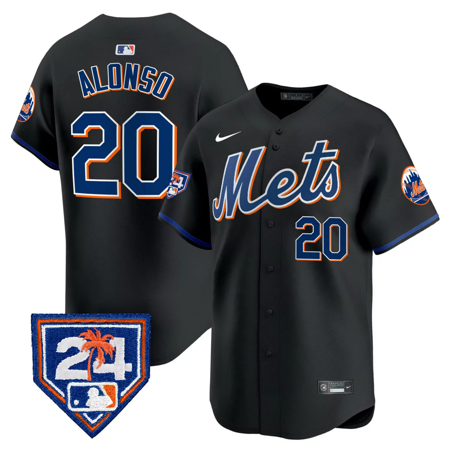 Customizable Black pete alonso new york mets 2024 spring training jersey v2 all stitched 8760