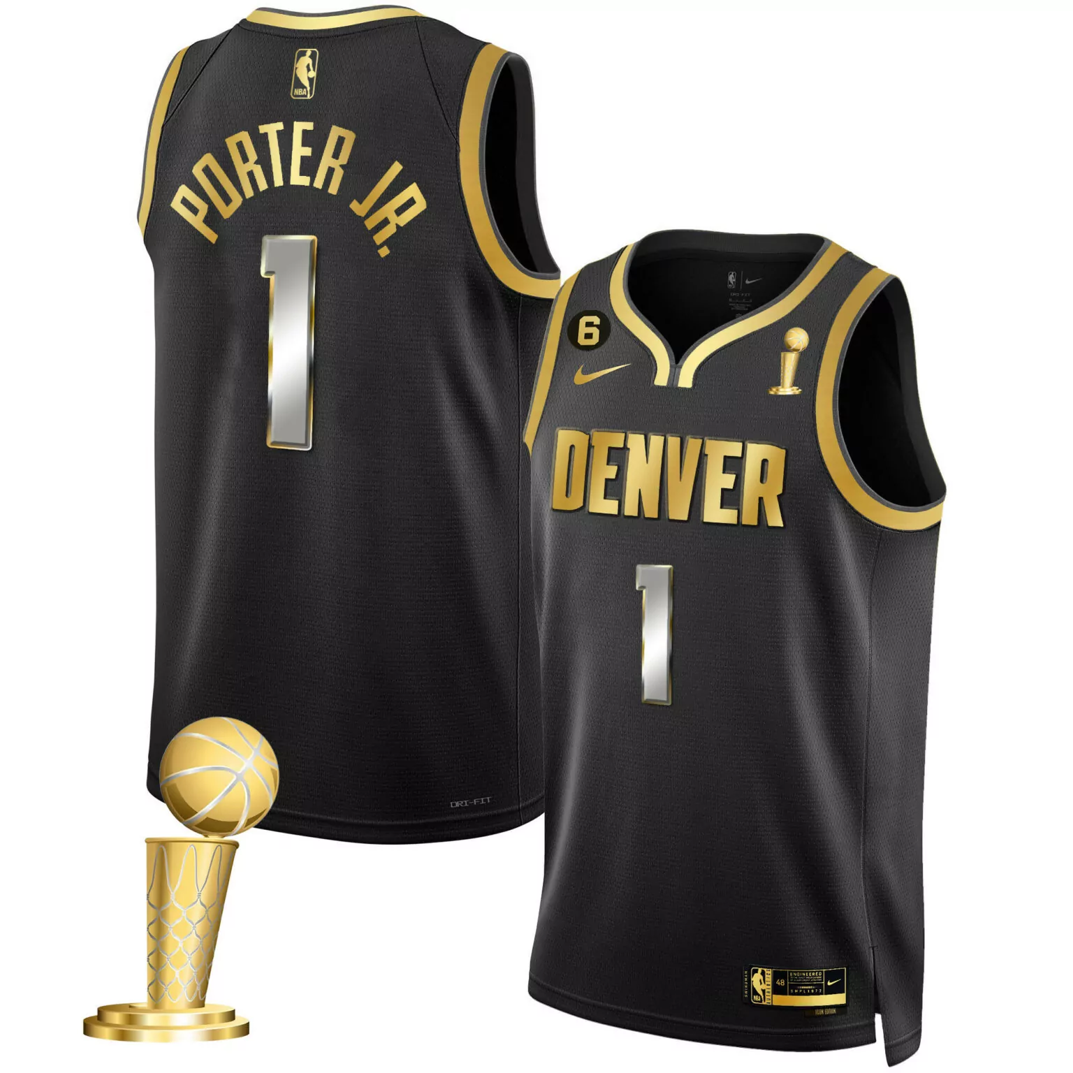Personalized Black porter jr denver nuggets 2023 champions jersey collection all stitched 2177