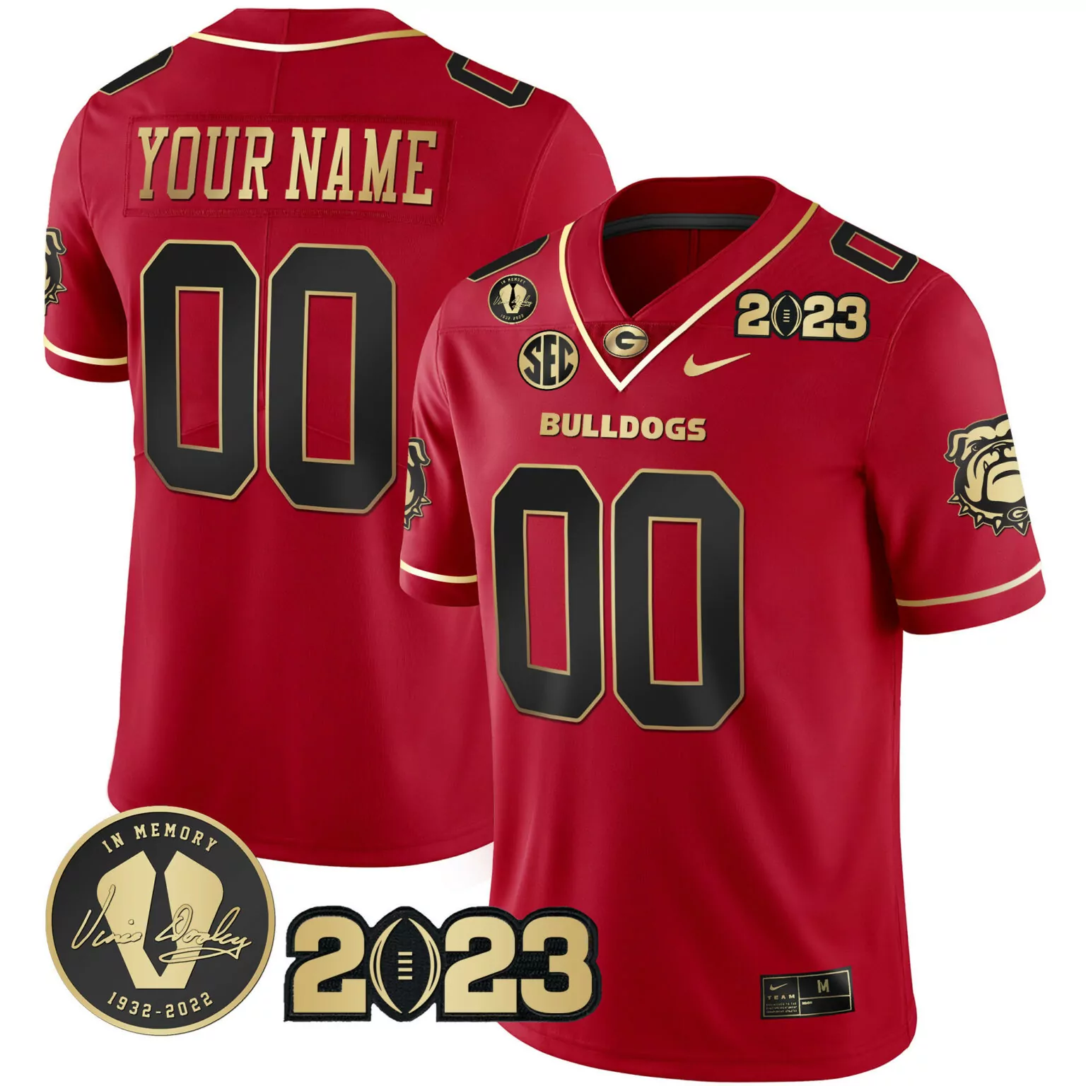 Customizable Black red georgia bulldogs 2023 champions v2 custom jersey all stitched 8594