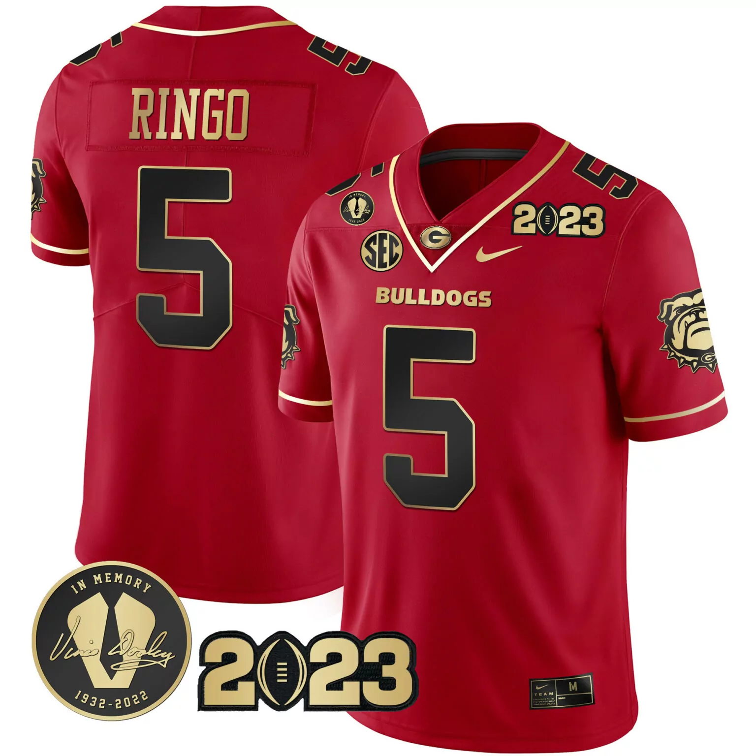 Custom Black red kelee ringo georgia bulldogs 2023 champions v2 jersey all stitched 2497